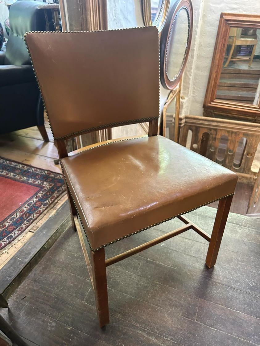 Fritz Hansen & Ivan Schlechter side chair with frame of stained beech. new upholstery
