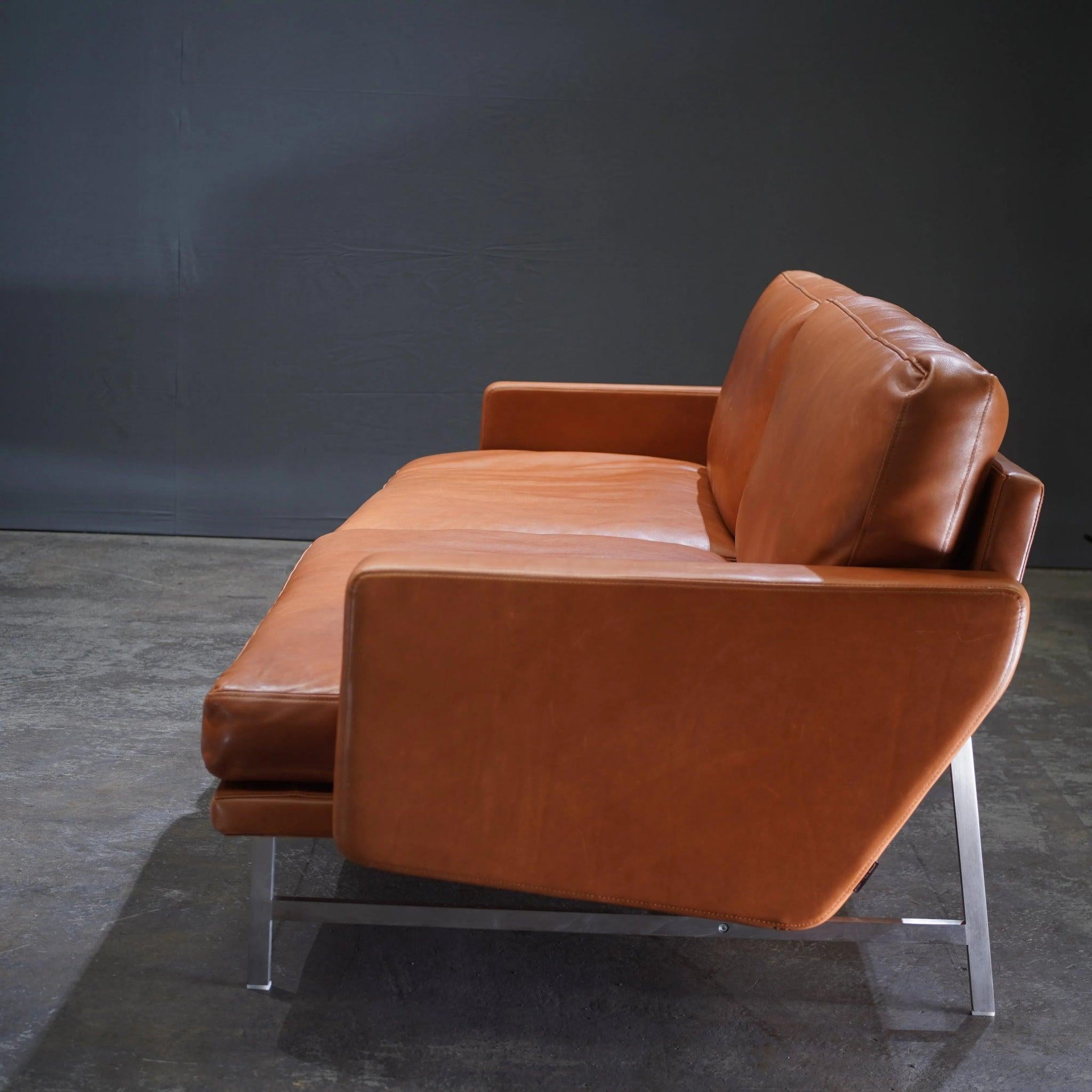 Danish Fritz Hansen Lissoni Two Seater Leather Sofa by Piero Lissoni