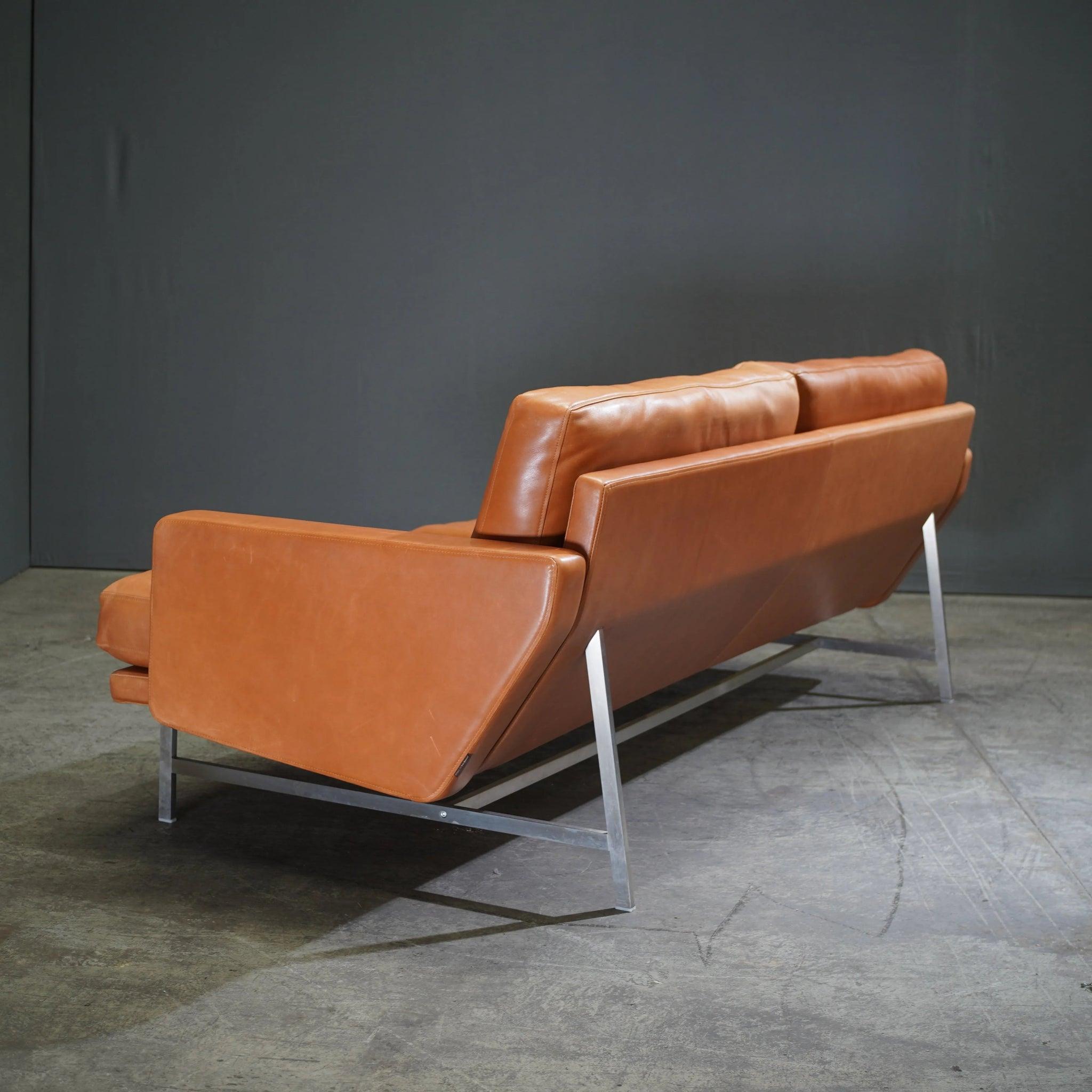 Steel Fritz Hansen Lissoni Two Seater Leather Sofa by Piero Lissoni