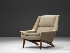 Fritz Hansen Lounge Chair in Fabric and Teak, ca. 1955