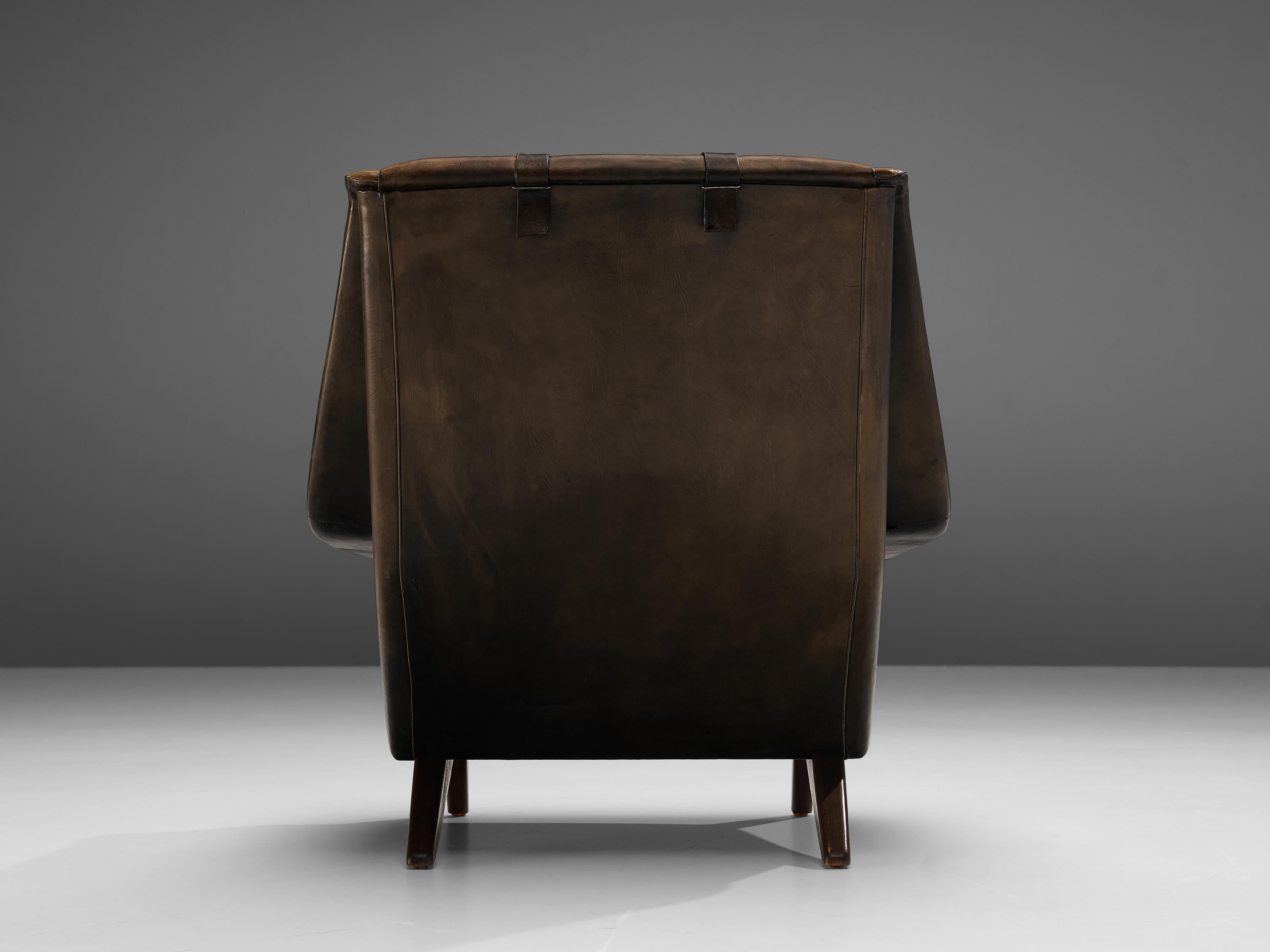 Folke Ohlsson Lounge Chair in Original Brown Leather 2