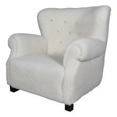 Fritz Hansen, Lounge Chair Lambwool, 1940s, Model 1518B