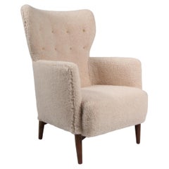 Fritz Hansen, Loungesessel aus Lammwolle, 1950er Jahre