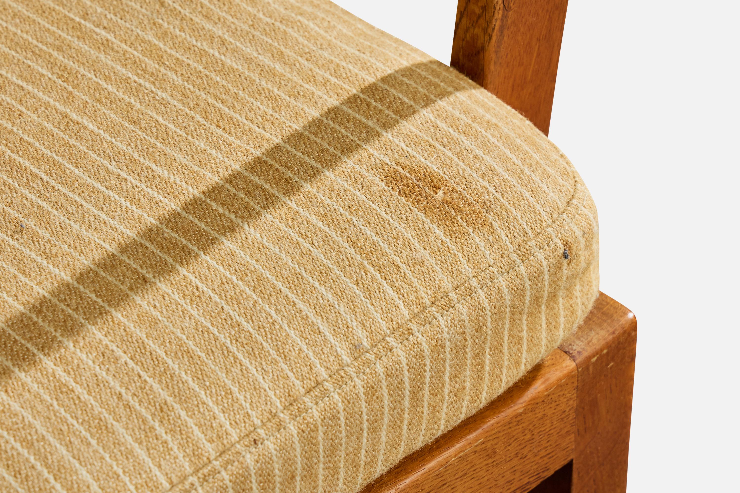 Fritz Hansen, Loungesessel, Eiche, Stoff, Dänemark, 1940er Jahre im Angebot 5