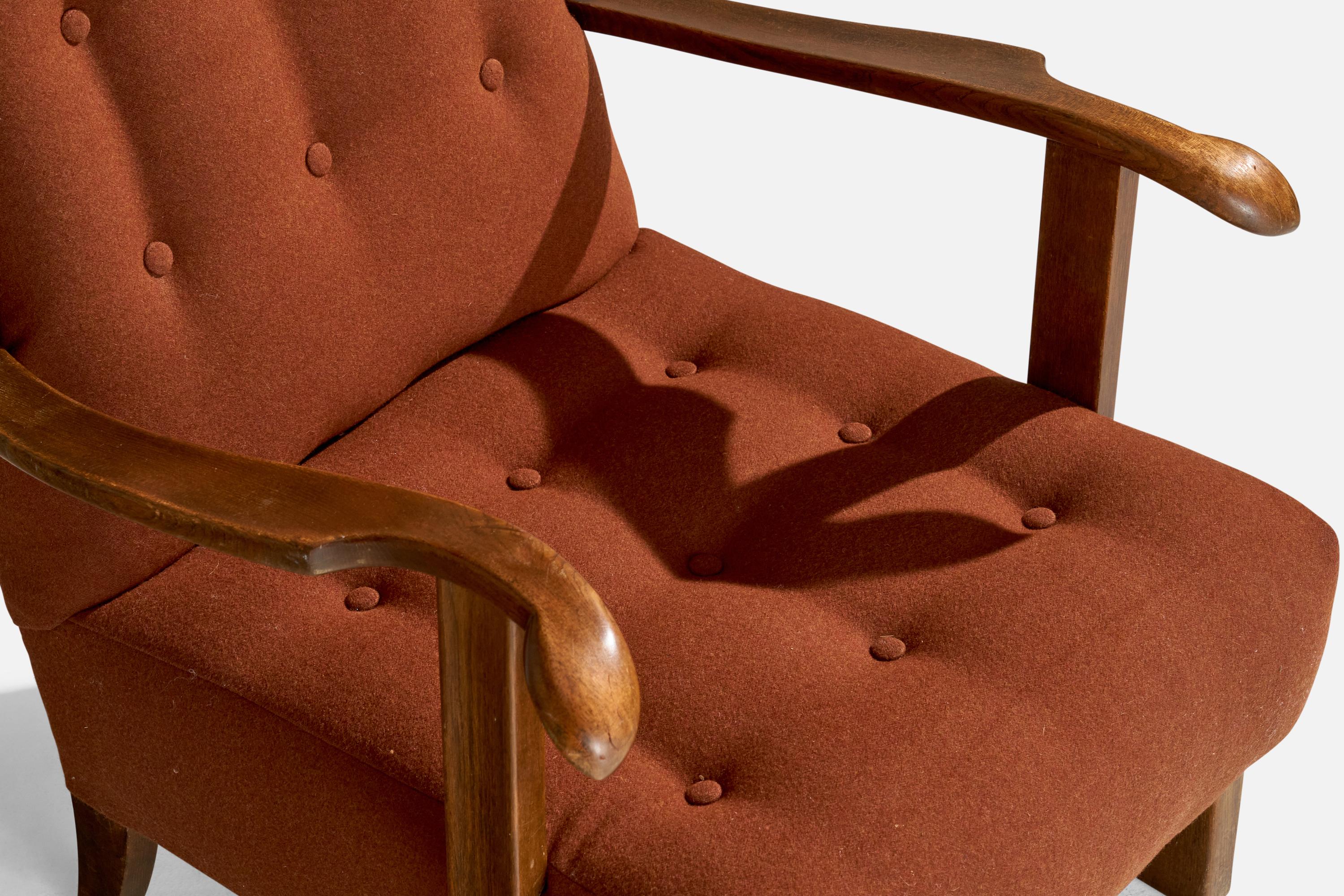 Fritz Hansen, chaise longue, Wood, tissu, Danemark, années 1940 en vente 3