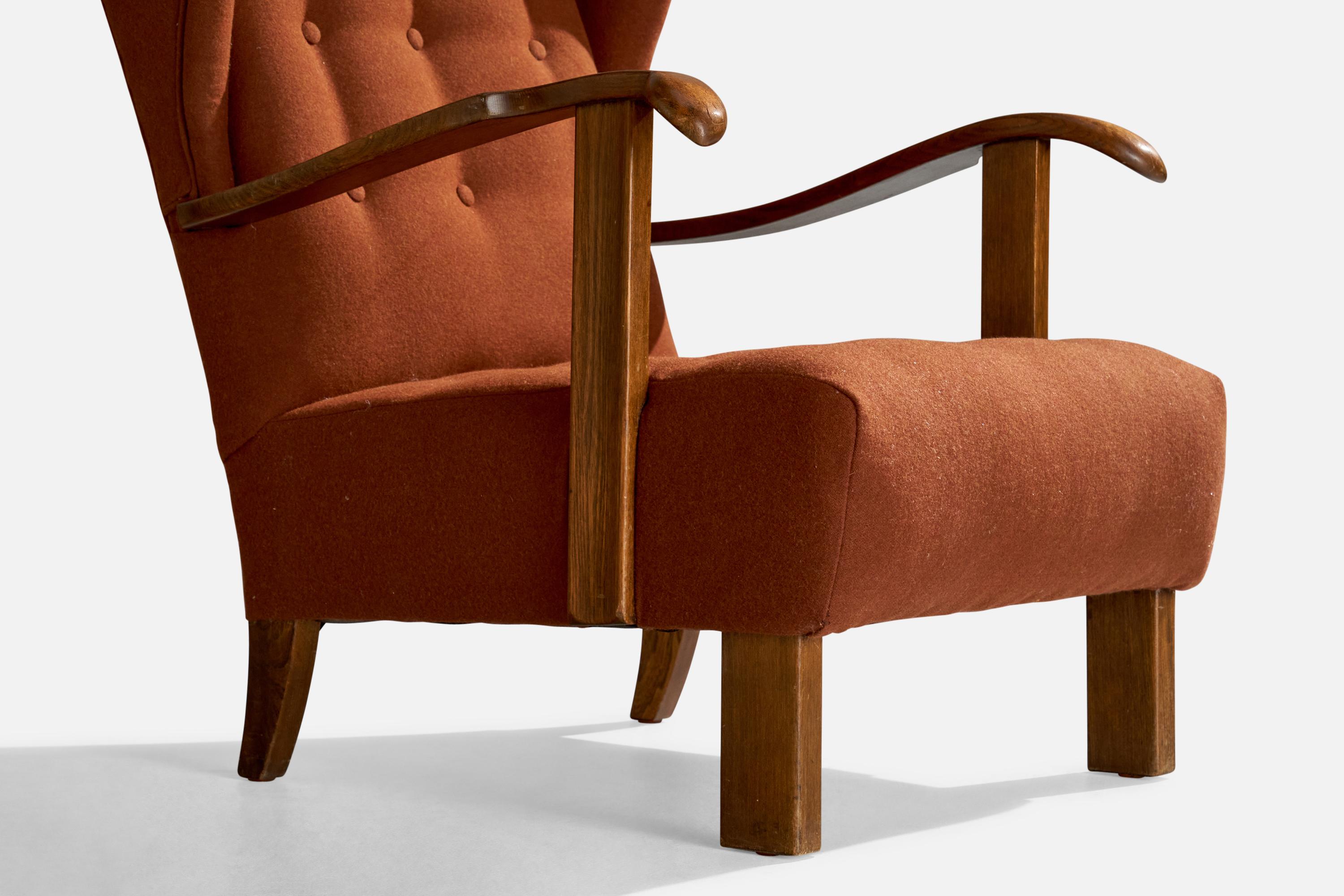 Scandinave moderne Fritz Hansen, chaise longue, Wood, tissu, Danemark, années 1940 en vente