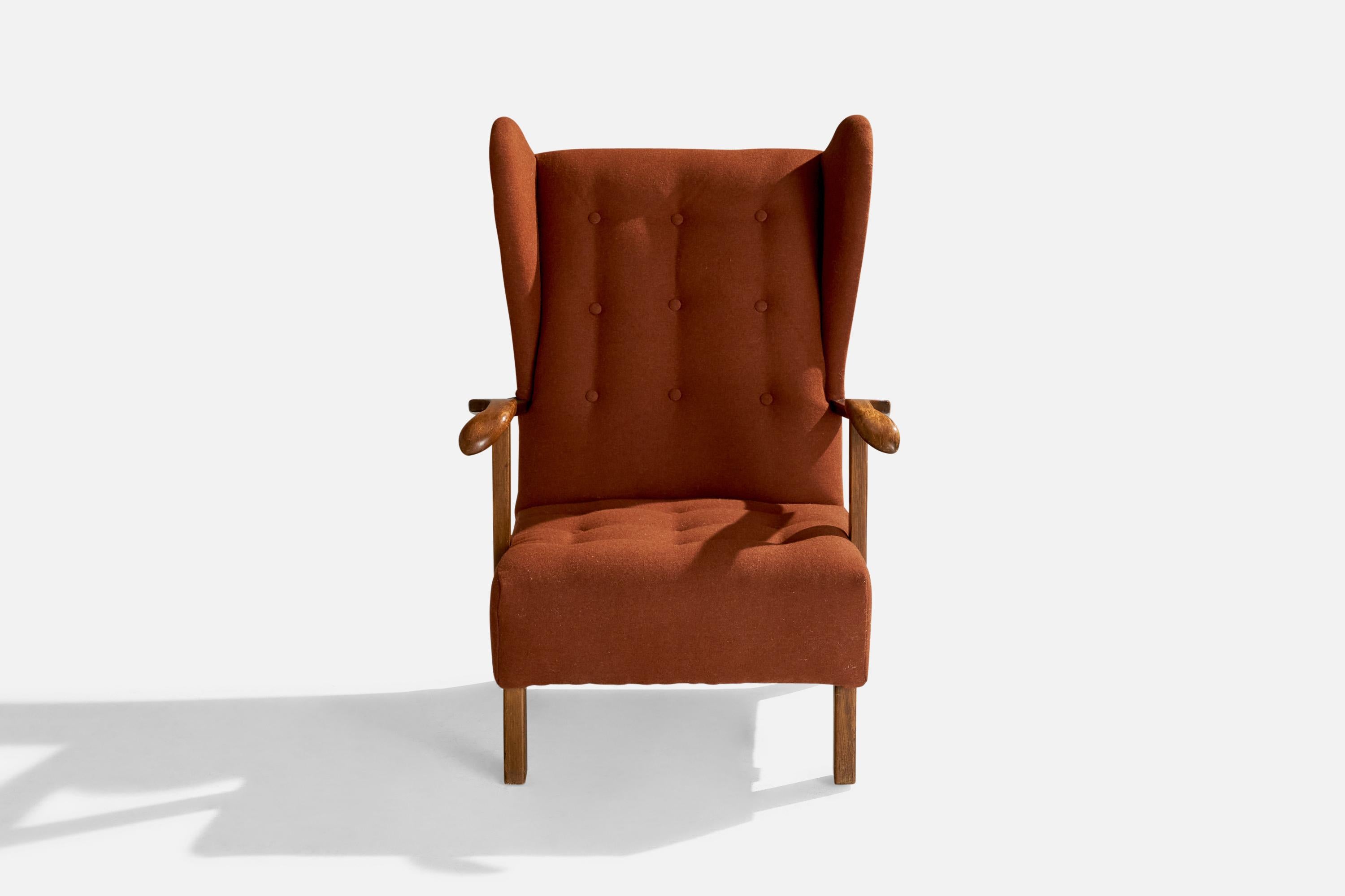 Danois Fritz Hansen, chaise longue, Wood, tissu, Danemark, années 1940 en vente