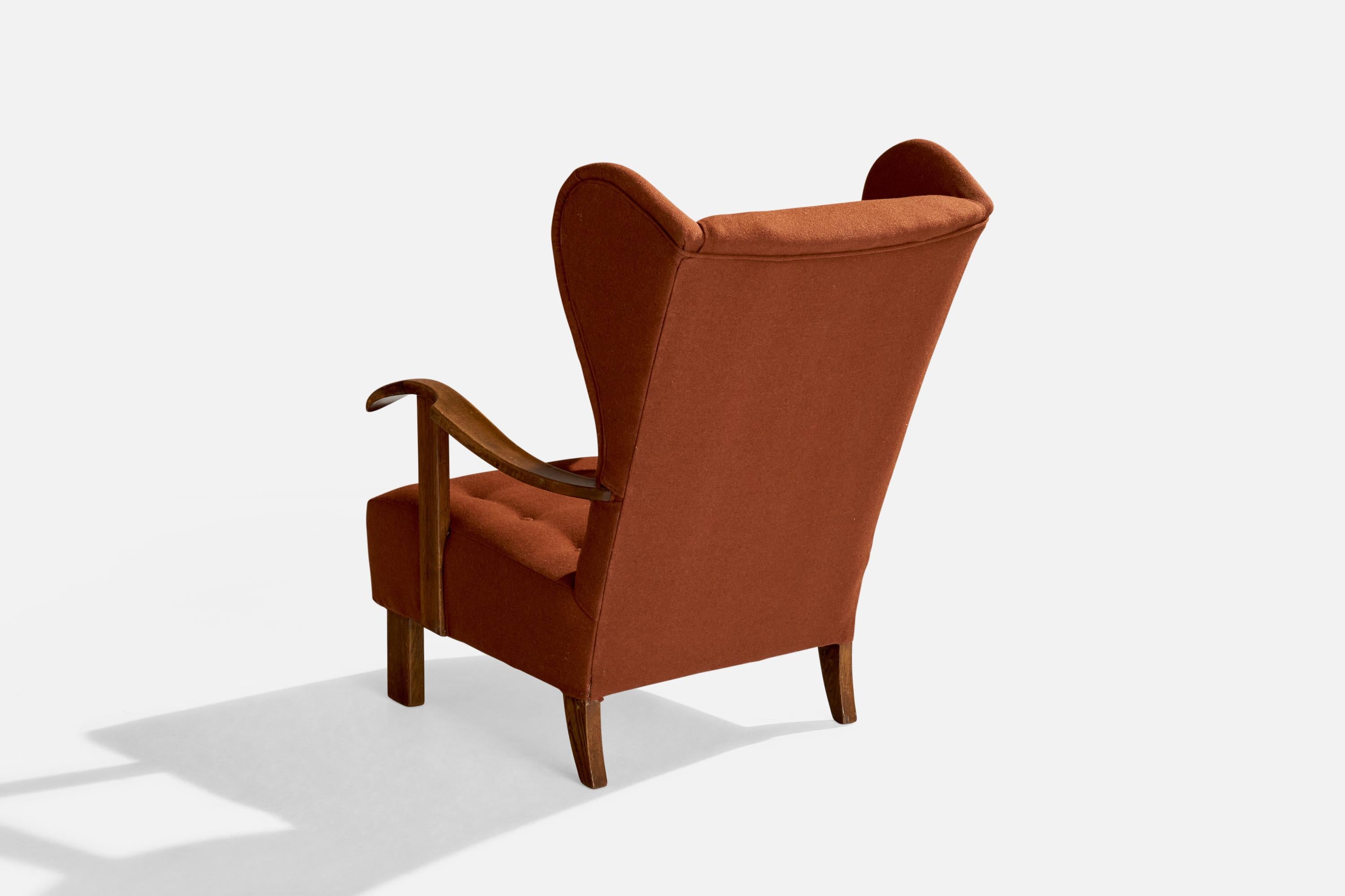 Fritz Hansen, chaise longue, Wood, tissu, Danemark, années 1940 Bon état - En vente à High Point, NC