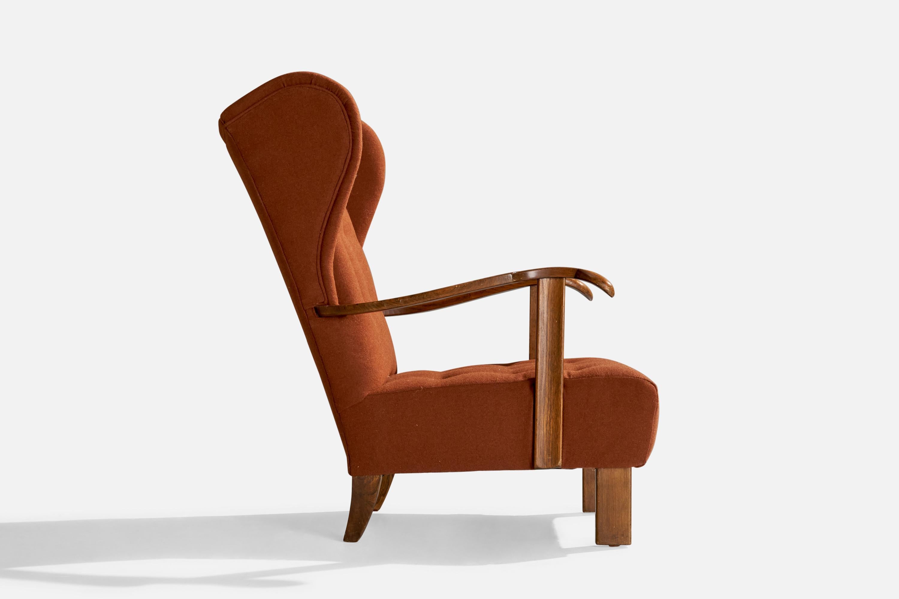 Milieu du XXe siècle Fritz Hansen, chaise longue, Wood, tissu, Danemark, années 1940 en vente