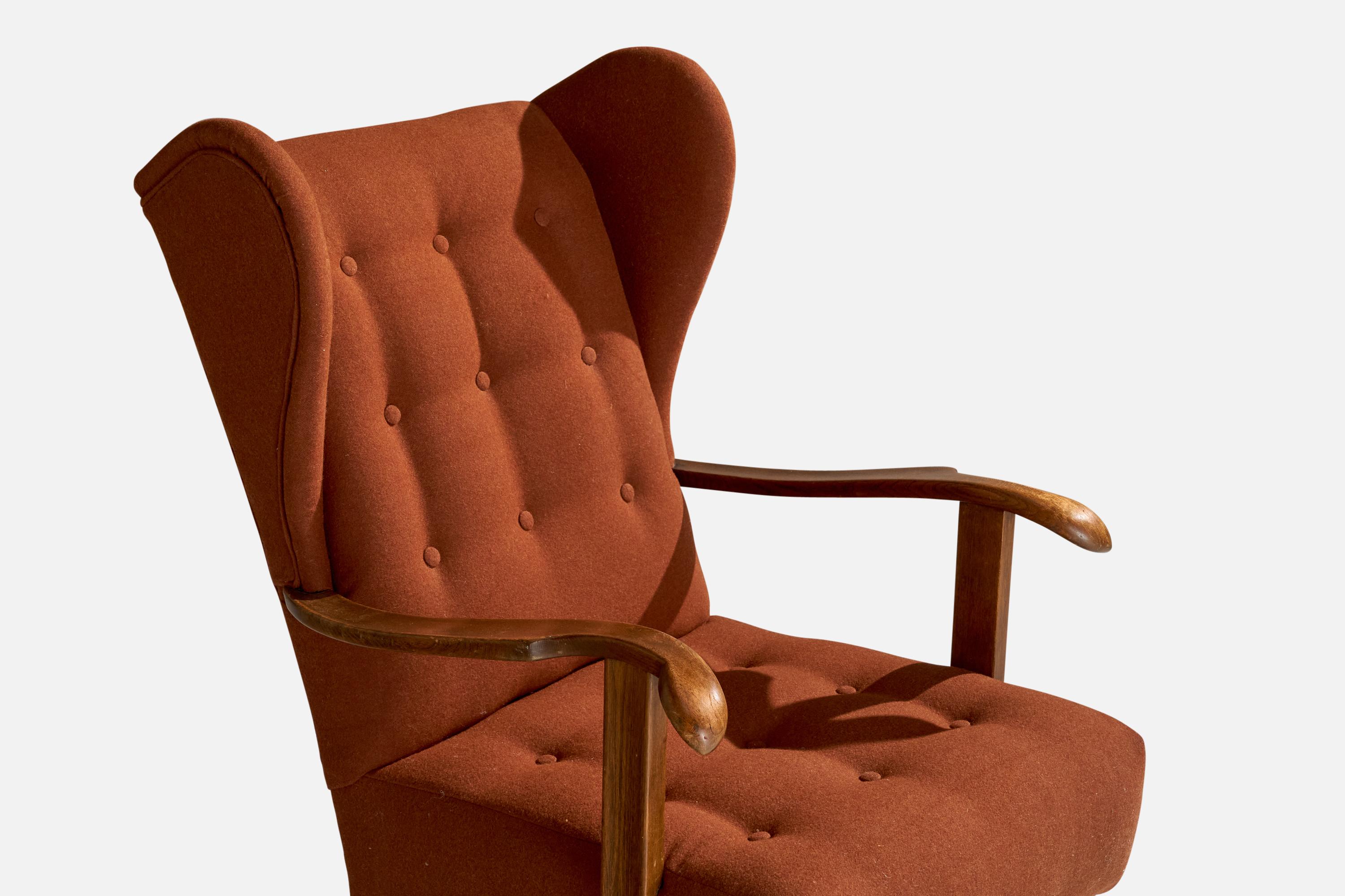 Tissu Fritz Hansen, chaise longue, Wood, tissu, Danemark, années 1940 en vente