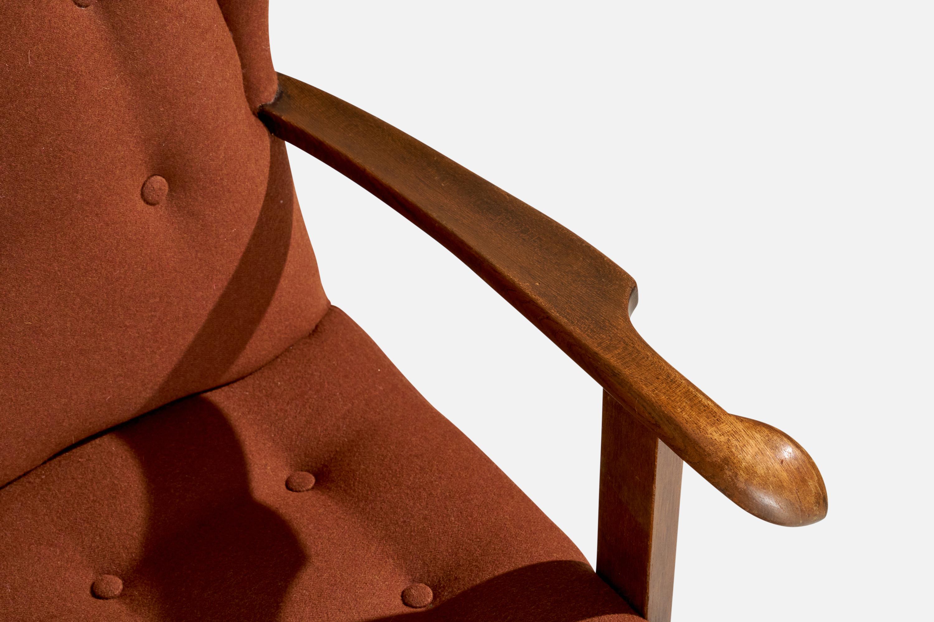 Fritz Hansen, chaise longue, Wood, tissu, Danemark, années 1940 en vente 2