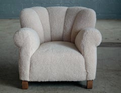 Fritz Hansen Model 1518 Large Size Club Chair in Lambswool, Denmark, 1940s