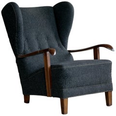 Fritz Hansen Model 1582 Wingback Lounge Chair Danish Midcentury