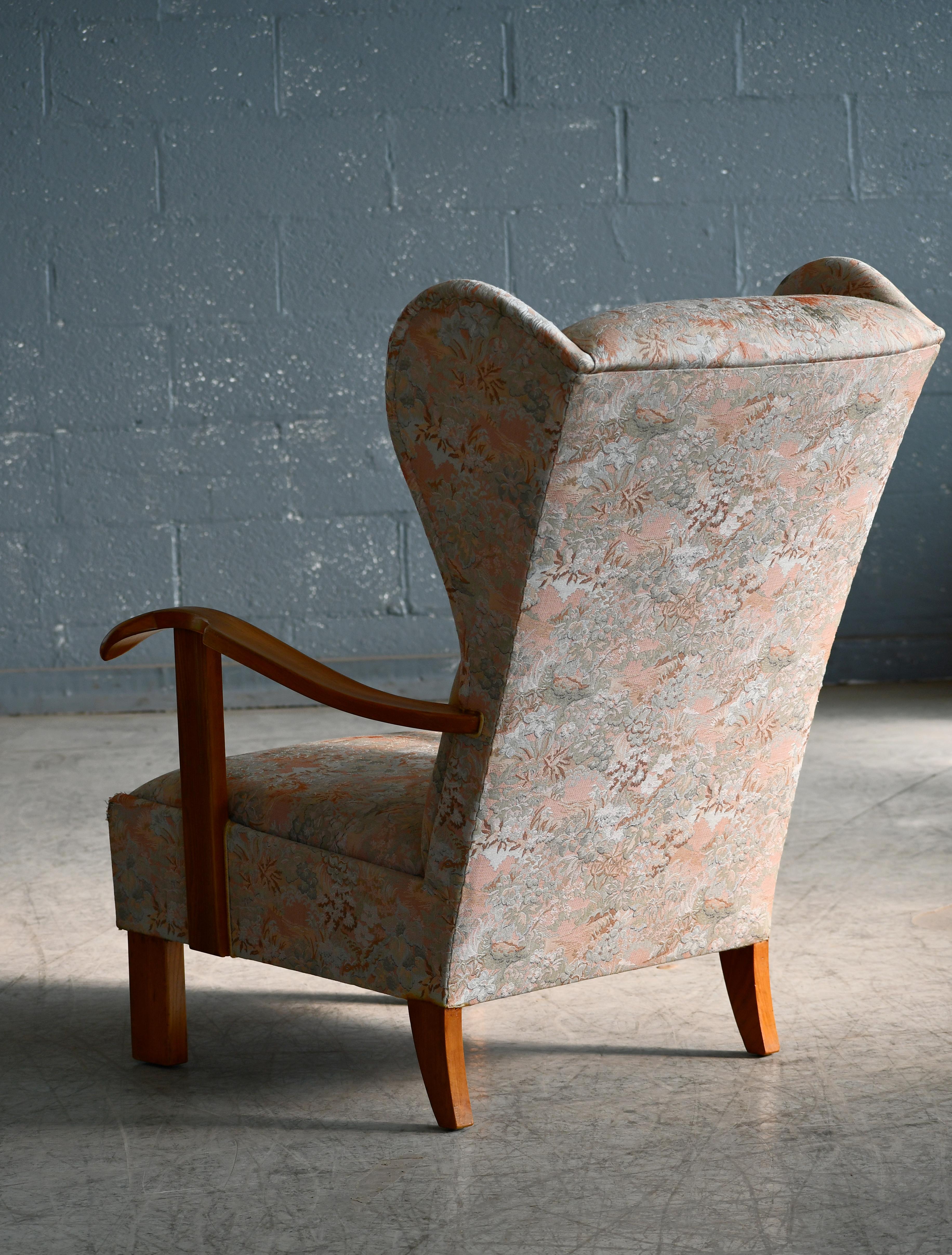 Fritz Hansen Model 1582 Wingback Lounge Chair Danish Mid-Century  For Sale 1