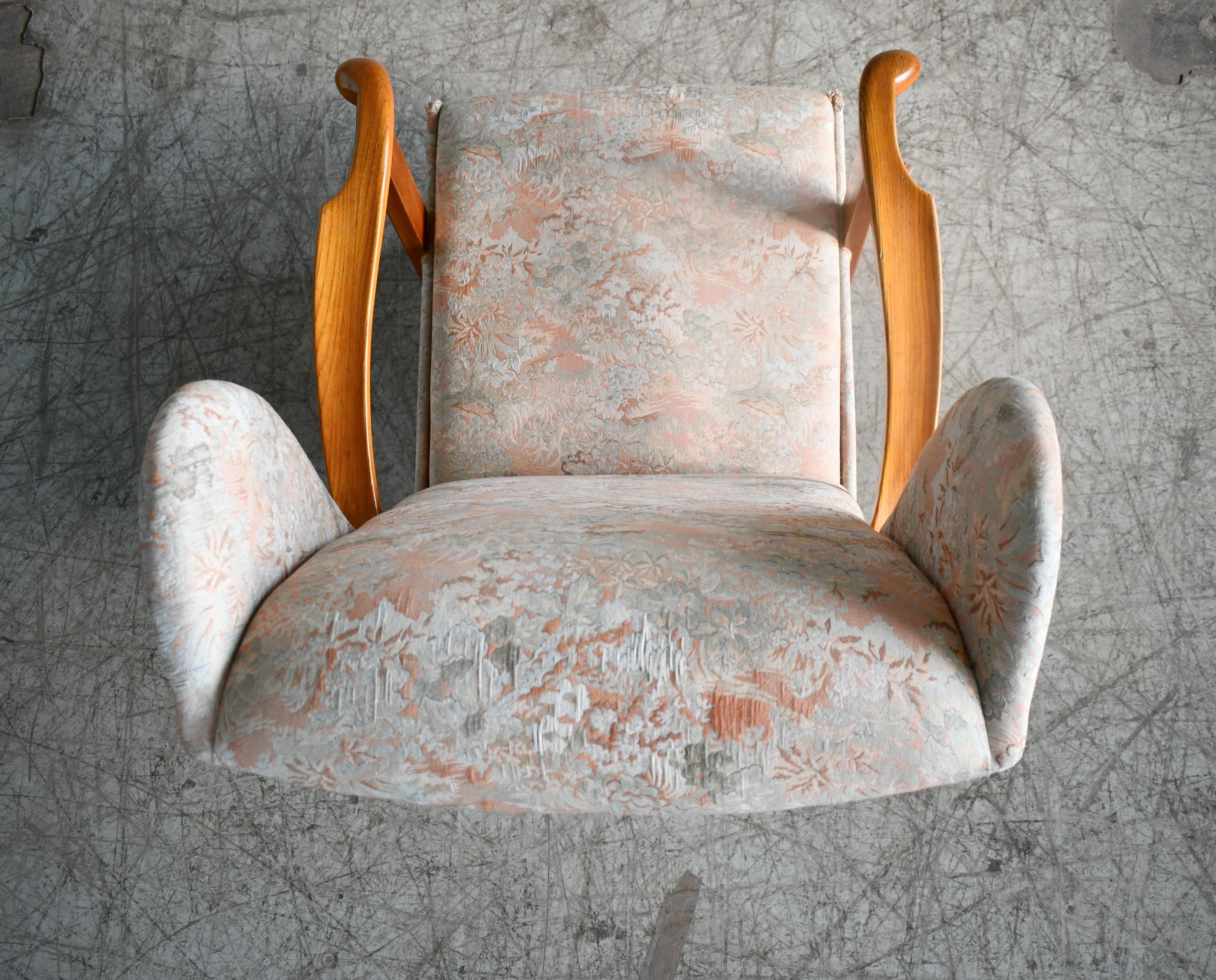 Wool Fritz Hansen Model 1582 Wingback Lounge Chair Danish Mid-Century  For Sale