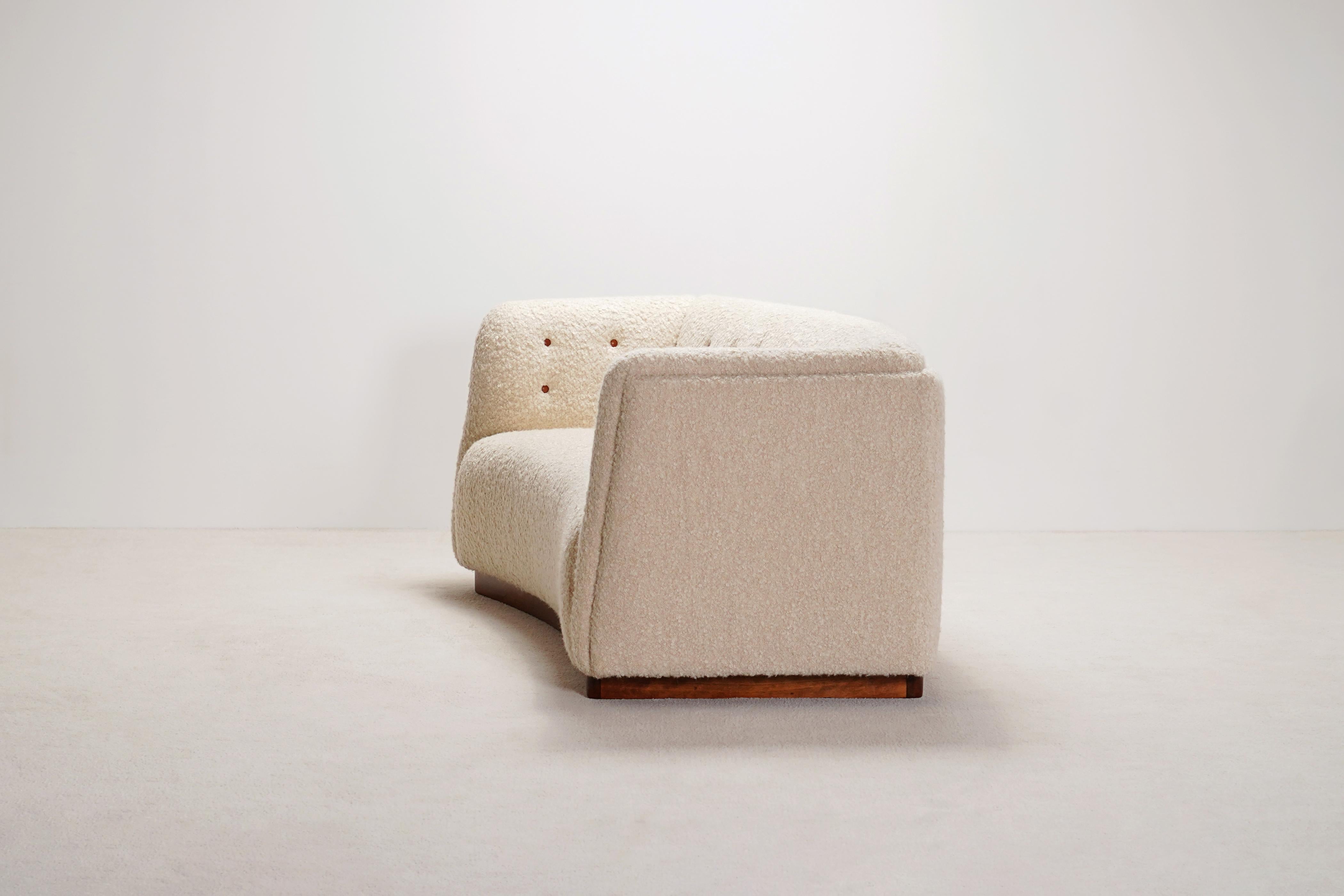 Mid-20th Century Fritz Hansen Model 1668 Three-Seat Sofa. Wool Bouclé Fabric. Circa 1940. For Sale