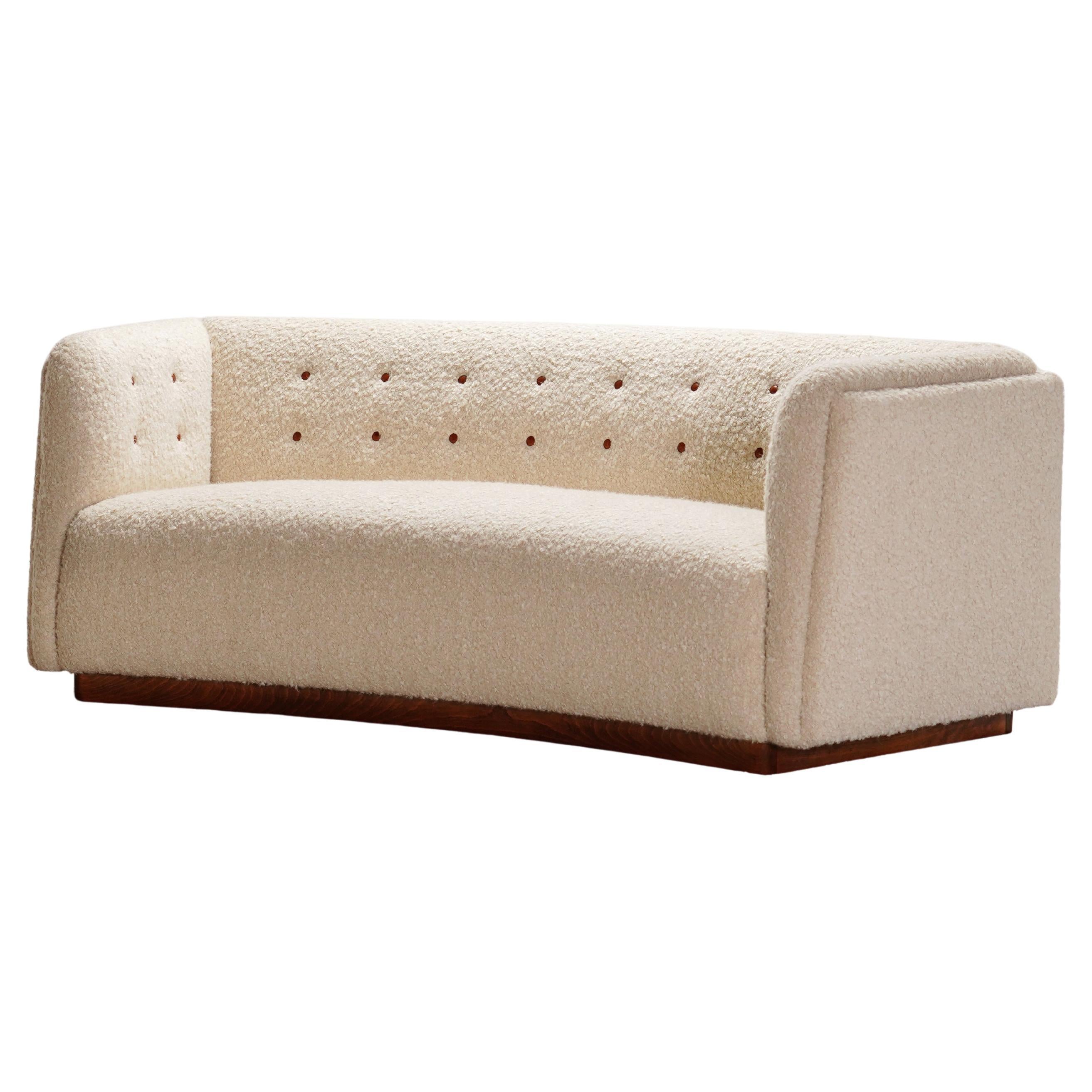 Fritz Hansen Model 1668 Three-Seat Sofa. Wool Bouclé Fabric. Circa 1940.