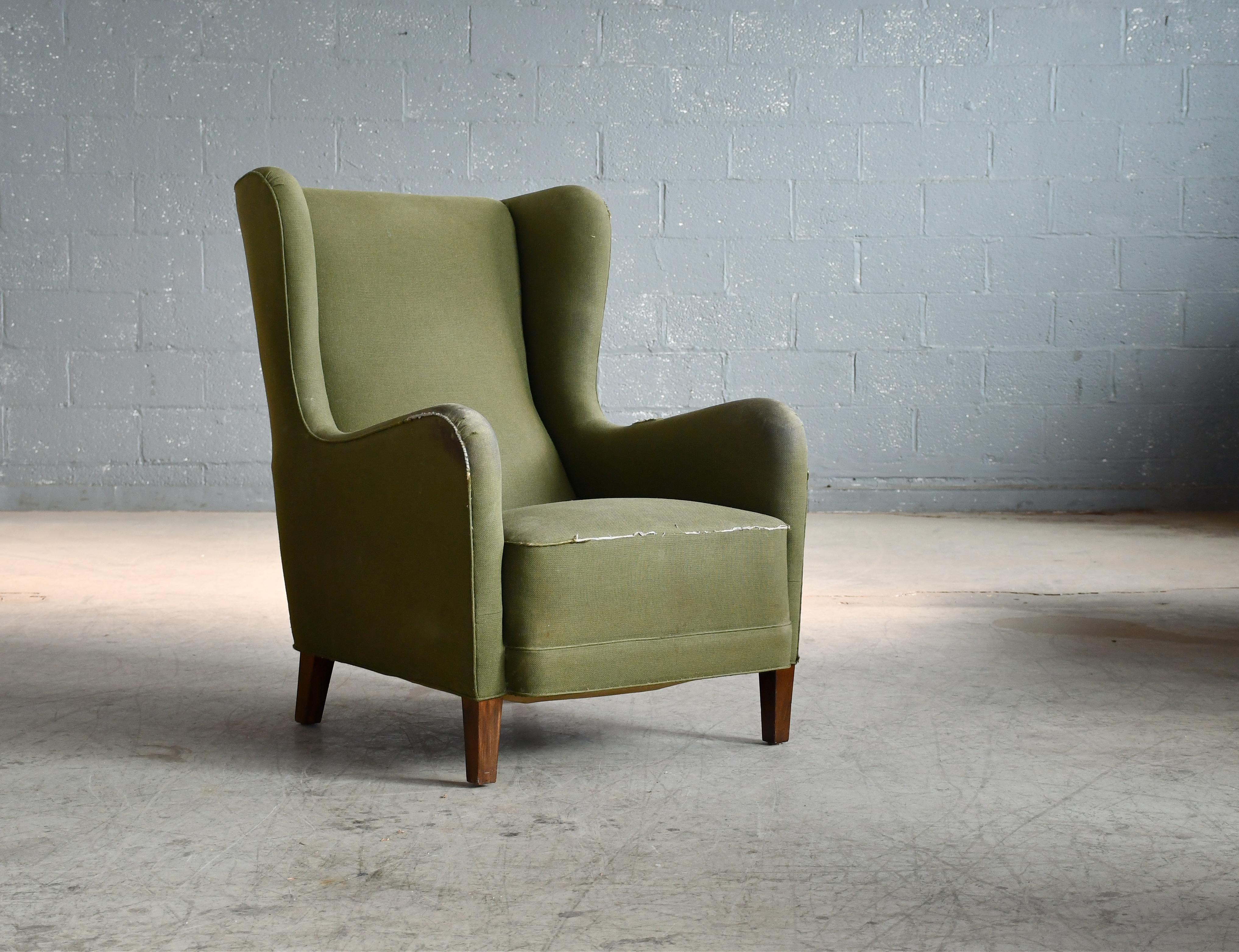 Danish Fritz Hansen Model 1669 Style Easy Chair, Denmark, 1940s