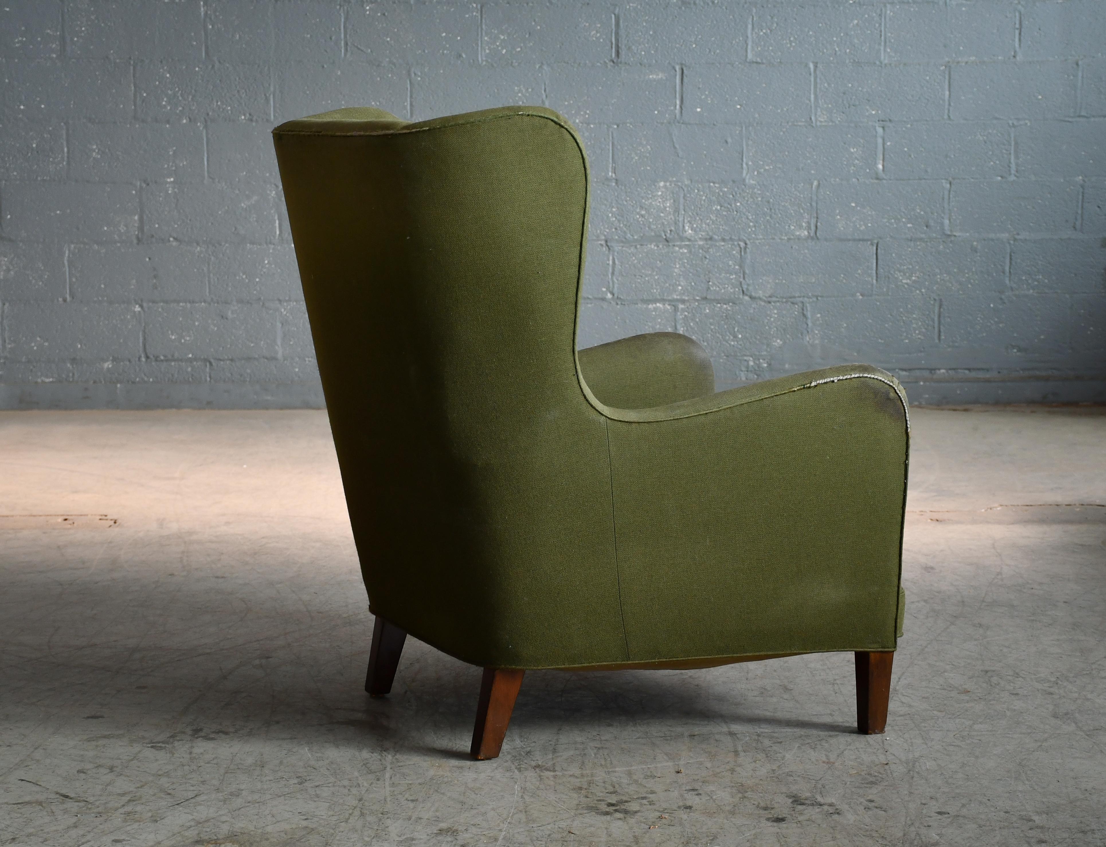Mid-20th Century Fritz Hansen Model 1669 Style Easy Chair, Denmark, 1940s