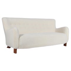 Fritz Hansen Model 1669 Three-Seat Sofa, lambswool. 1940's