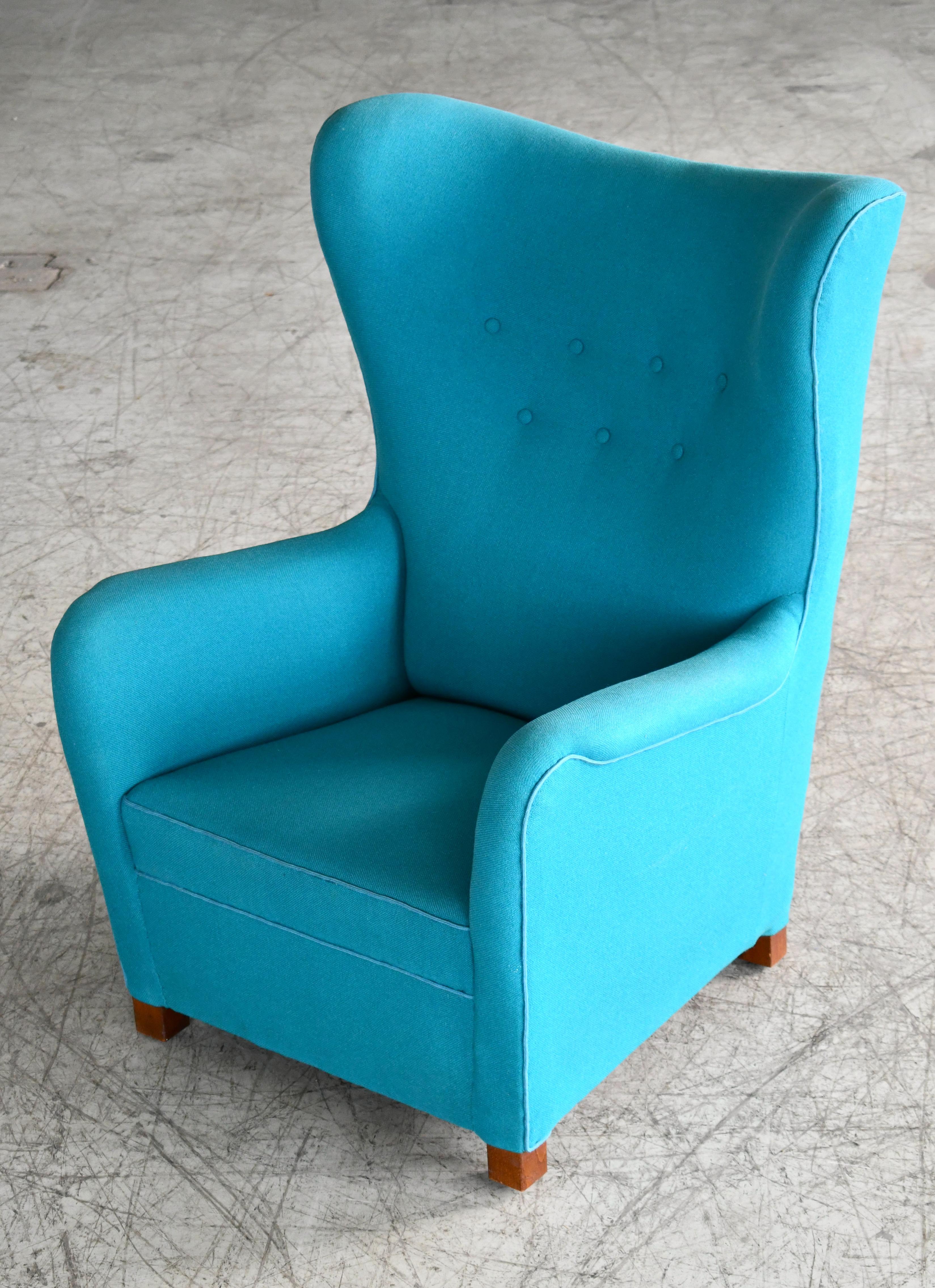 Fritz Hansen Model 1672 High Back Lounge Chair Danish Midcentury, 1940s 5