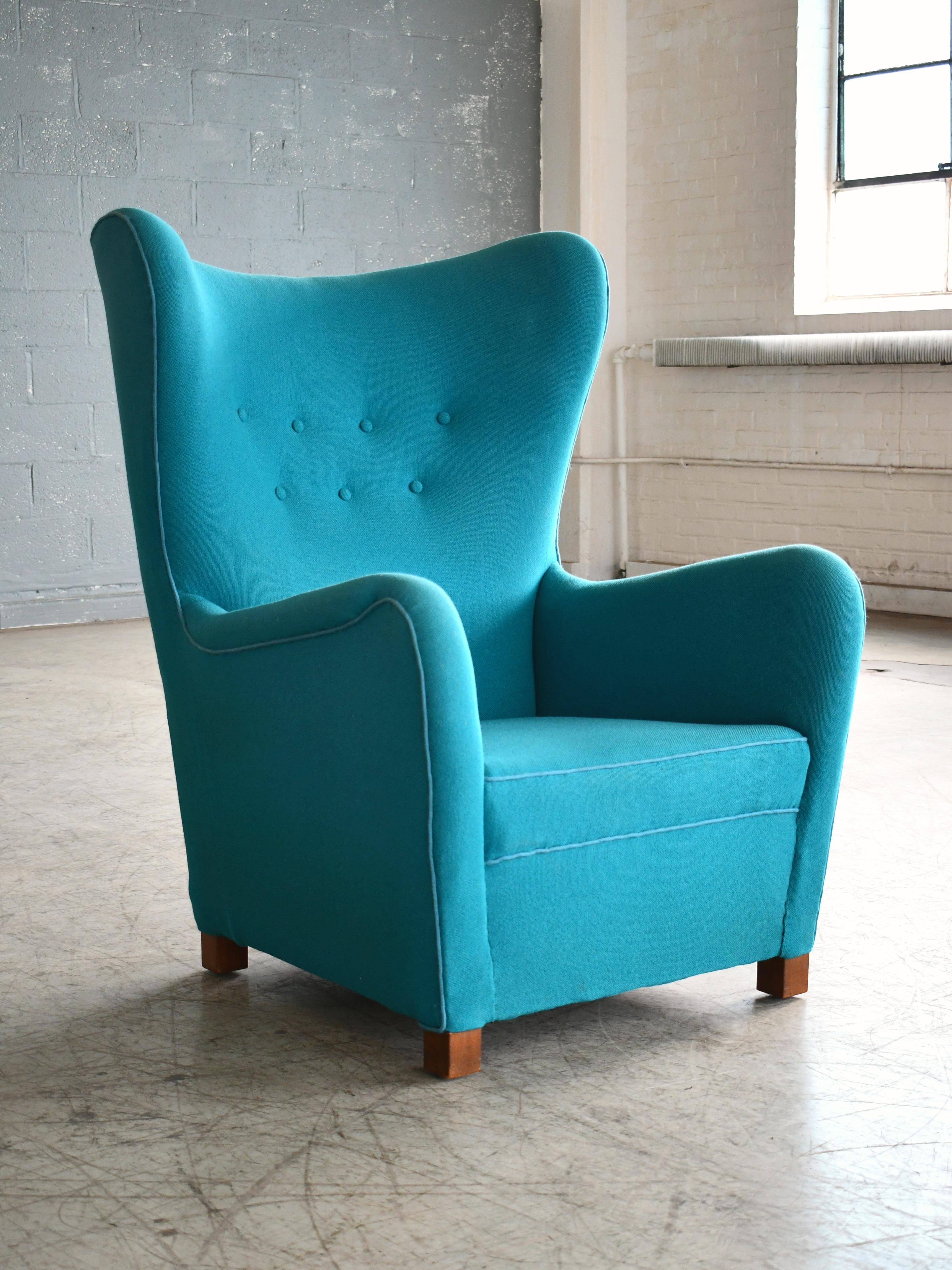 Fritz Hansen Model 1672 High Back Lounge Chair Danish Midcentury, 1940s 6