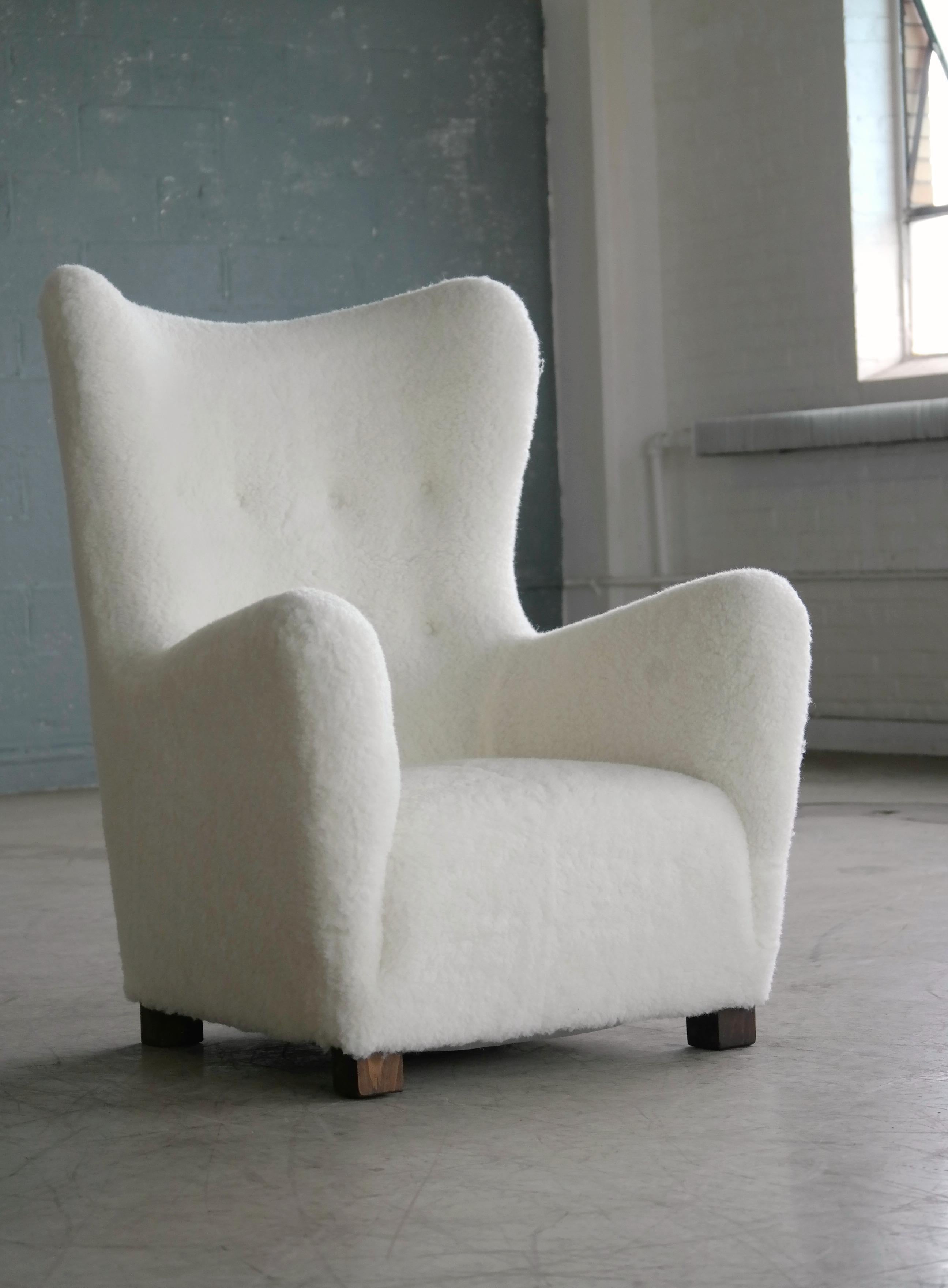 Fritz Hansen Model 1672 High Back Lounge Chair Danish Midcentury, 1940s 8