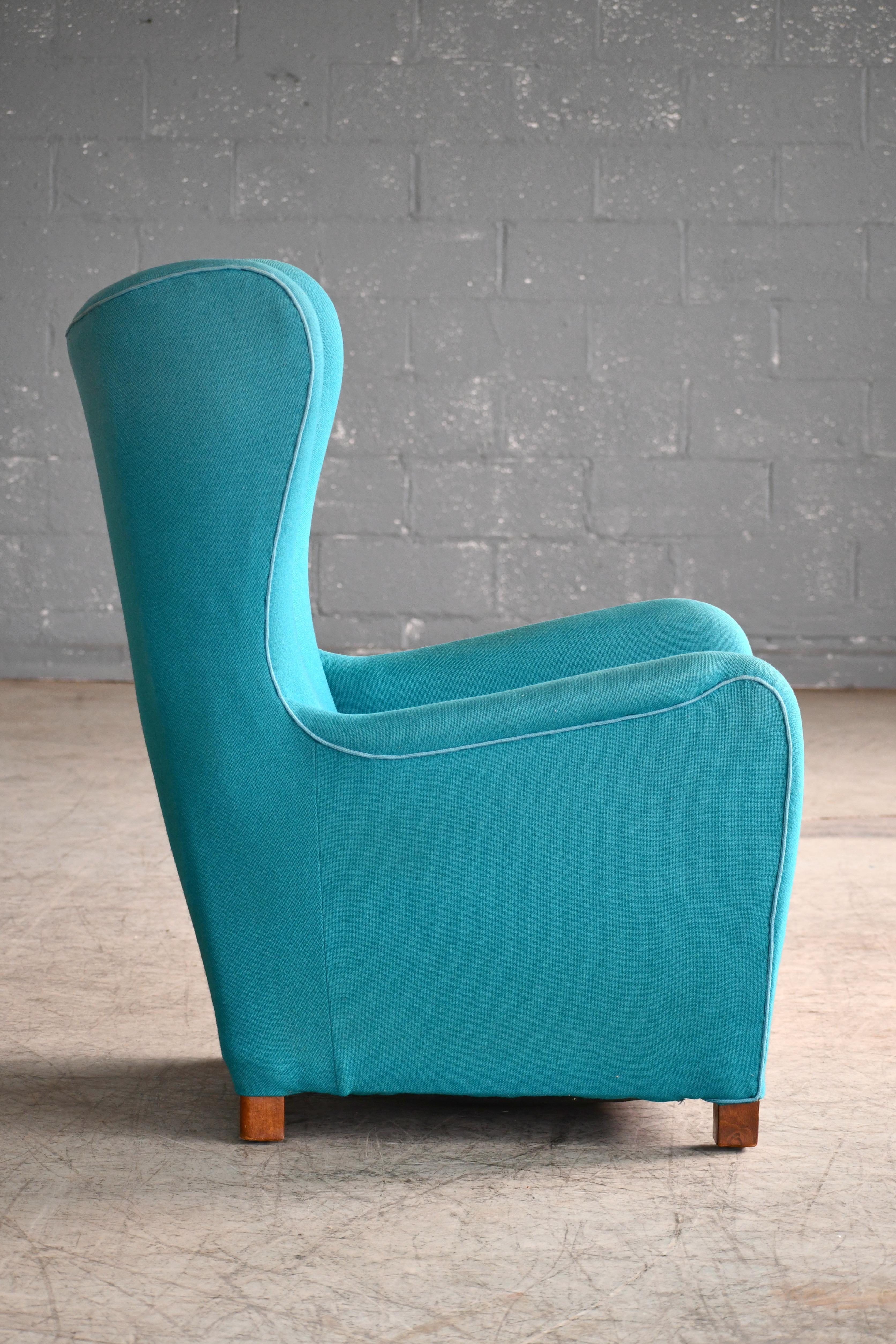 Beech Fritz Hansen Model 1672 High Back Lounge Chair Danish Midcentury, 1940s