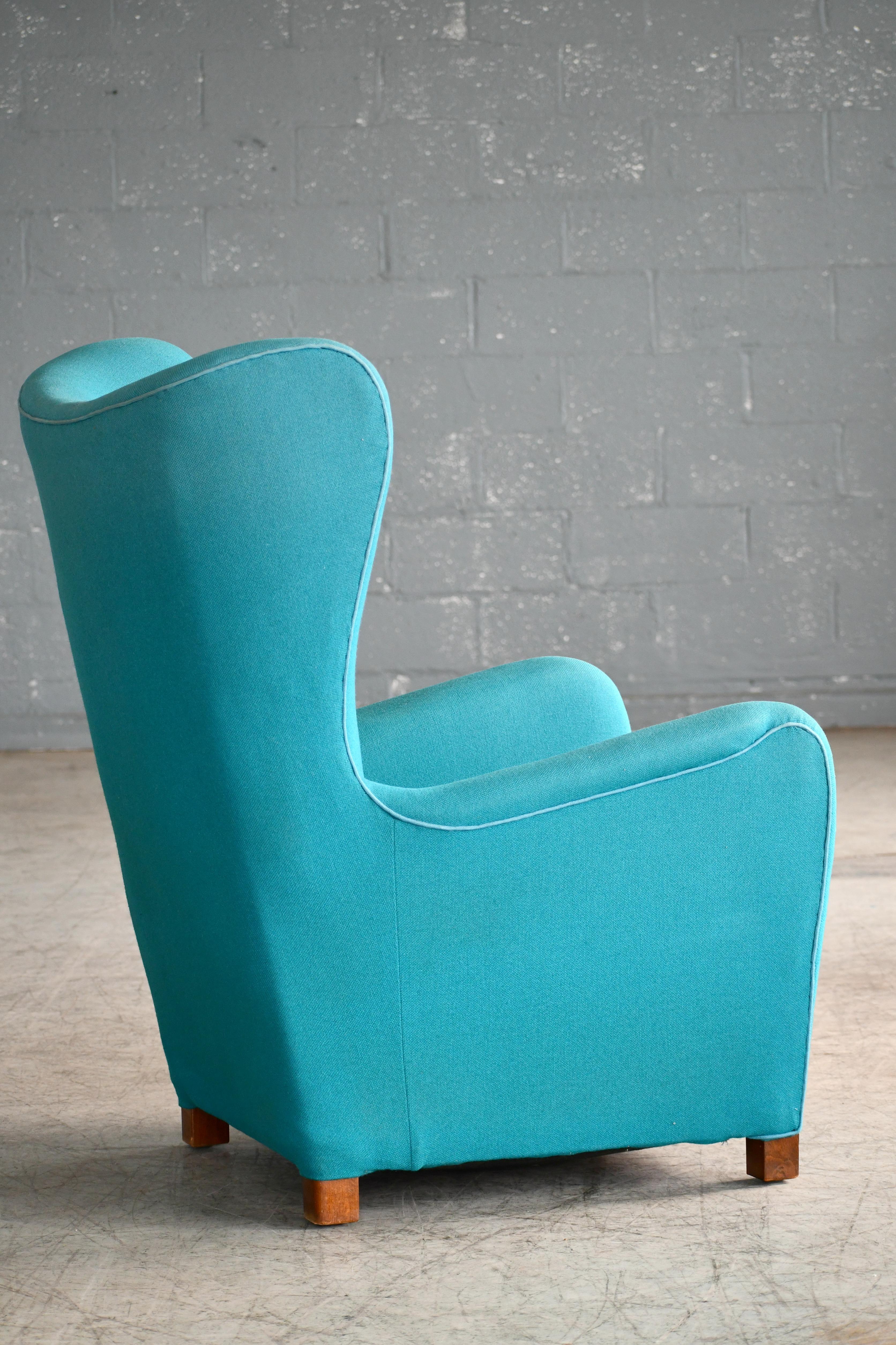 Fritz Hansen Model 1672 High Back Lounge Chair Danish Midcentury, 1940s 1