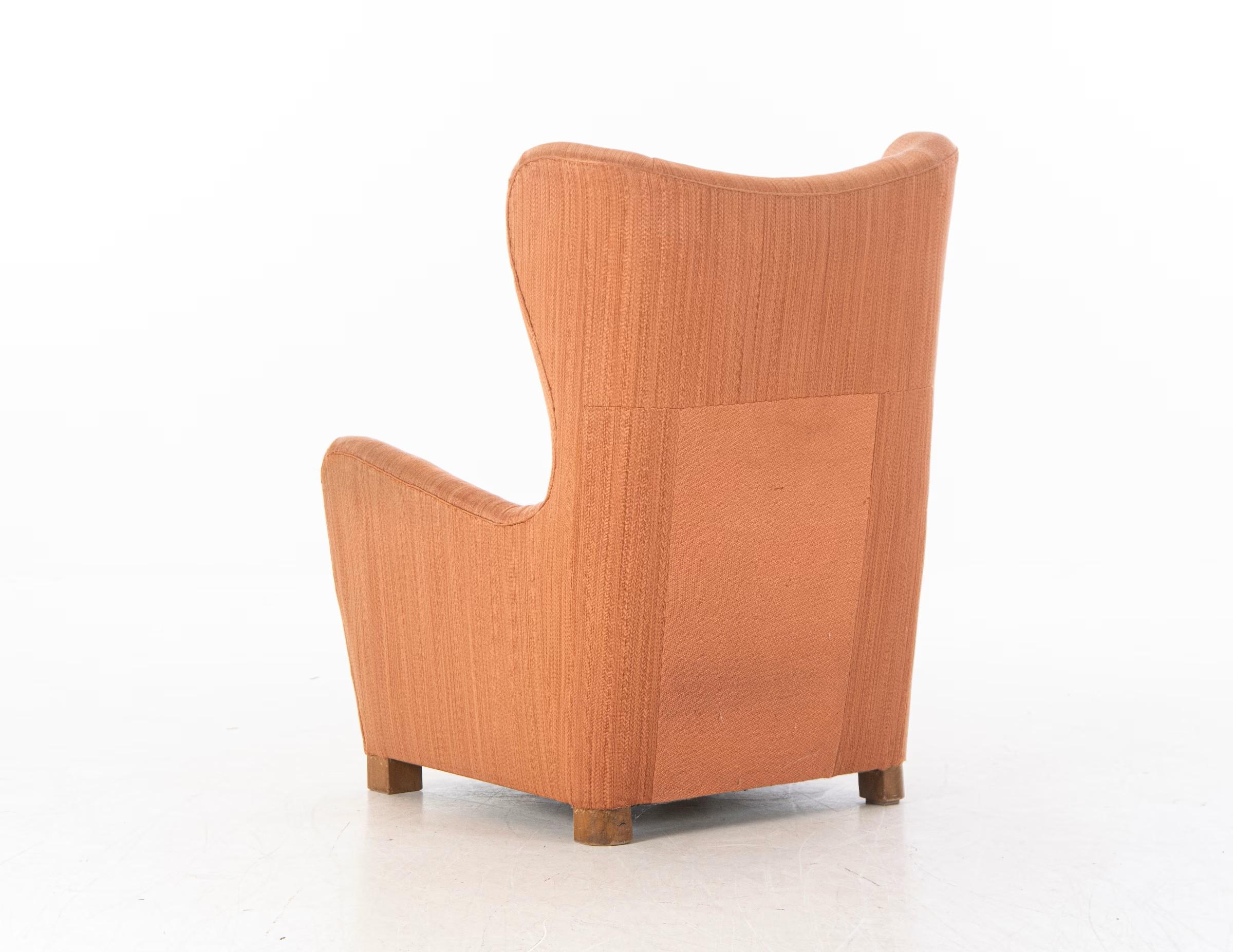 Chaise longue en mohair à haut dossier Model No 1672 de Fritz Hansen, milieu du siècle dernier, Danemark, années 1940 Bon état - En vente à Bridgeport, CT