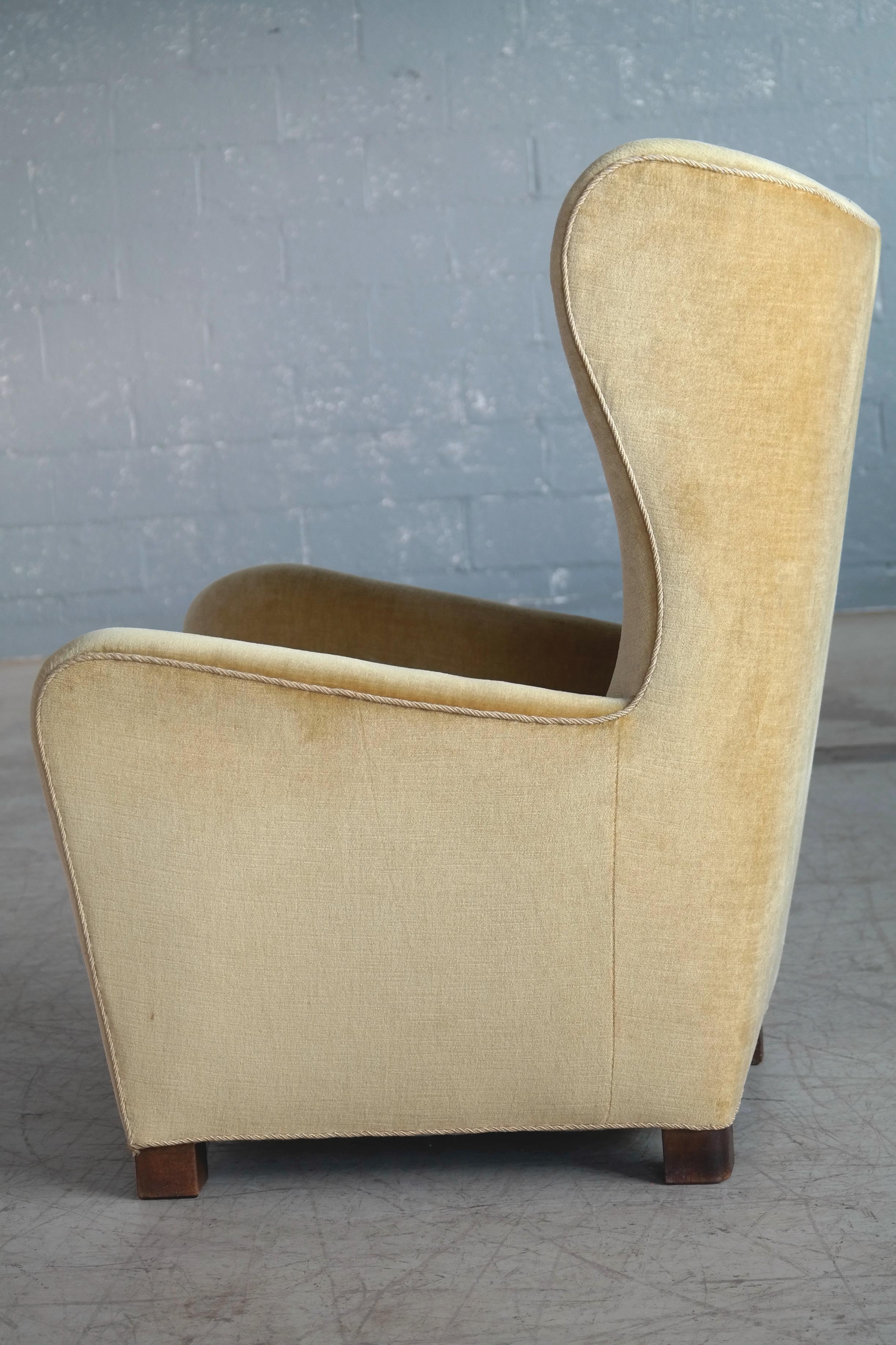 Fritz Hansen Model 1672 High Back Mohair Lounge Chair Danish Midcentury 1940s 3