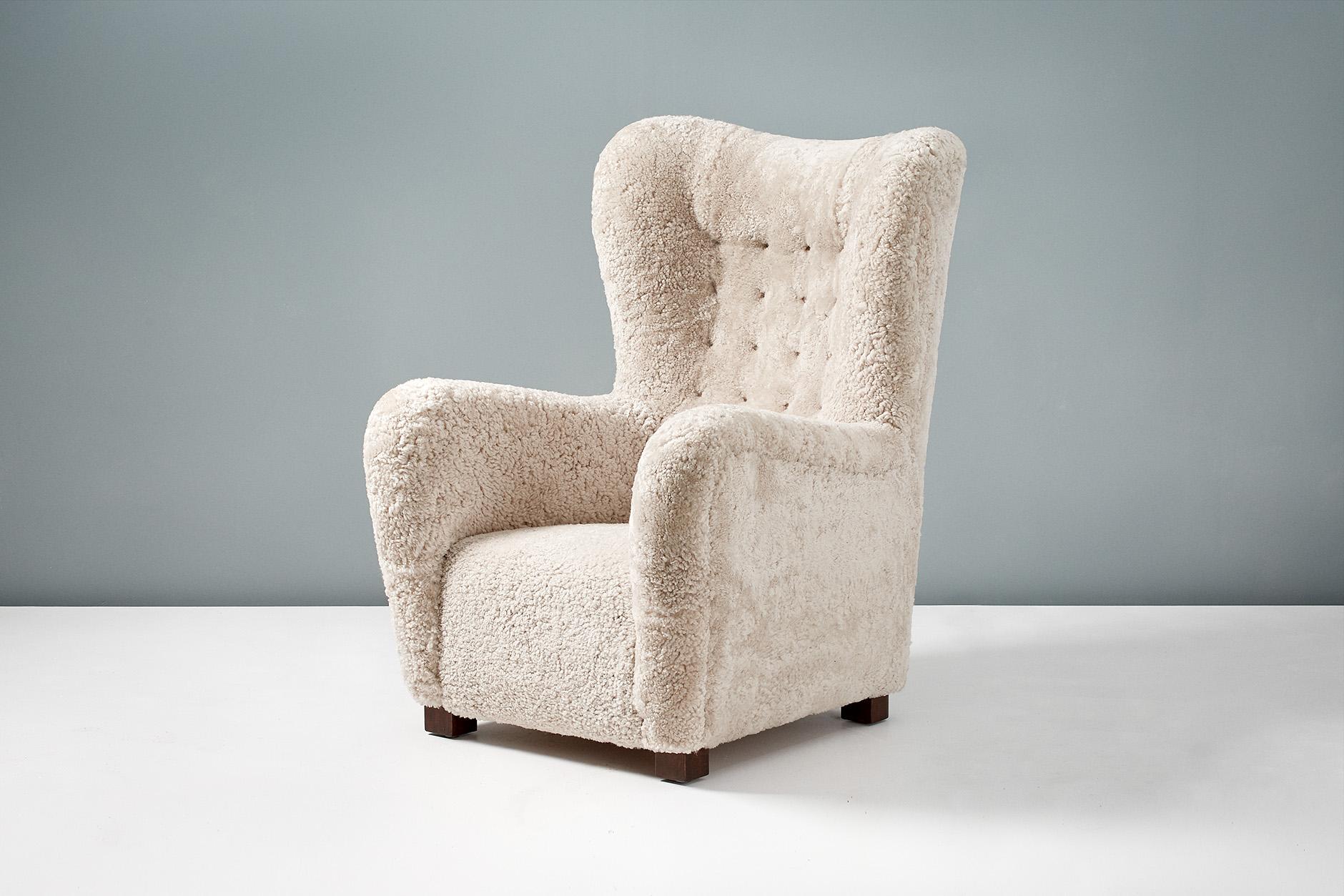 Fritz Hansen Model 1672 Sheepskin Wing Chair, 1940s In Excellent Condition In London, GB