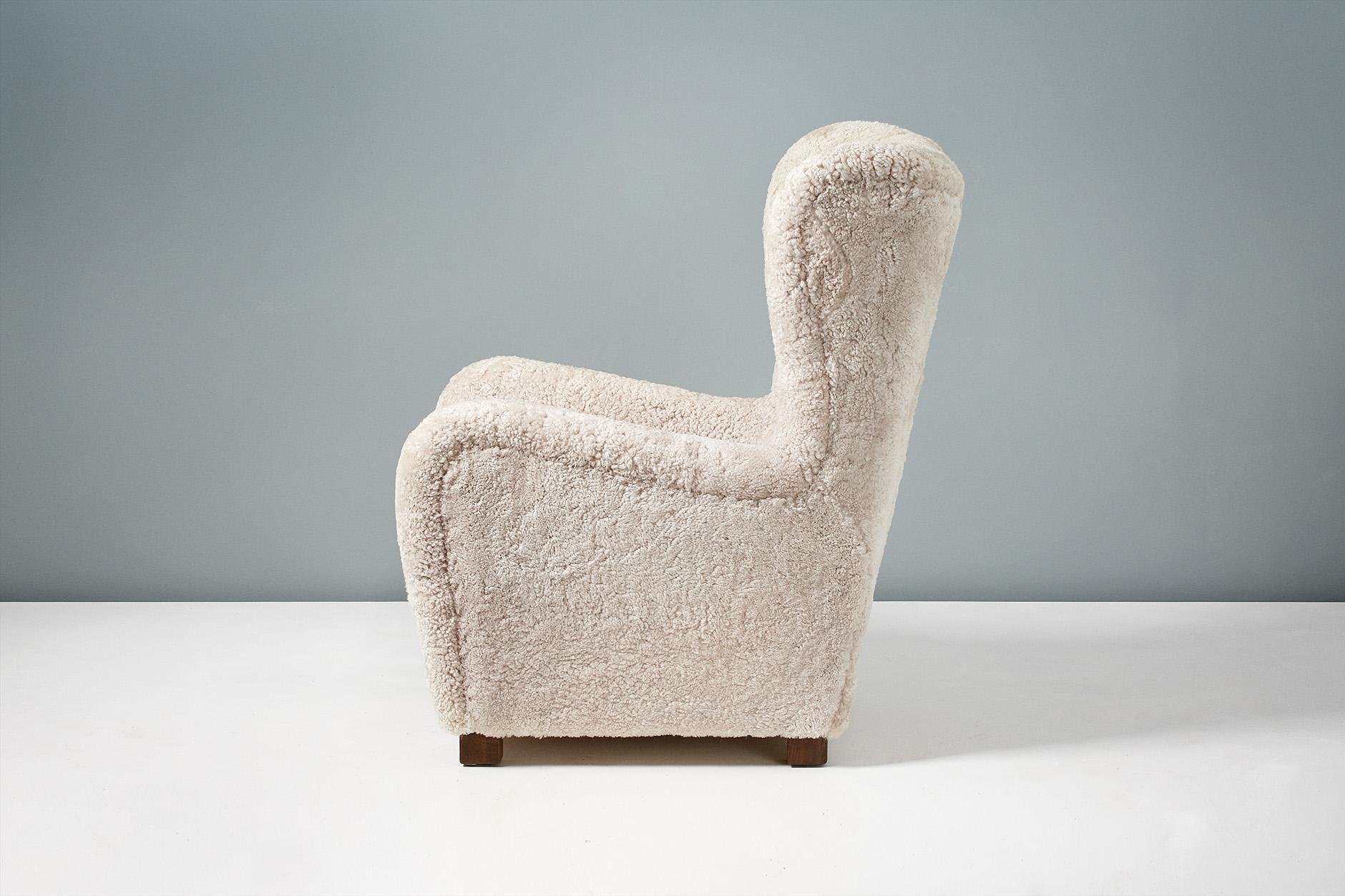 Fritz Hansen Model 1672 Sheepskin Wing Chair, 1940s 1