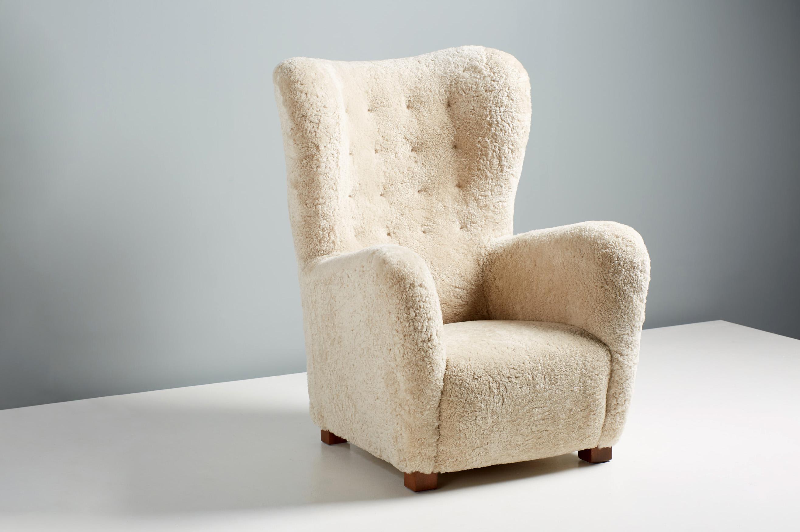 Fritz Hansen Model 1672 Sheepskin Wing Chair, 1940s 1