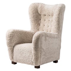 Fritz Hansen Model 1672 Sheepskin Wing Chair, circa 1940s