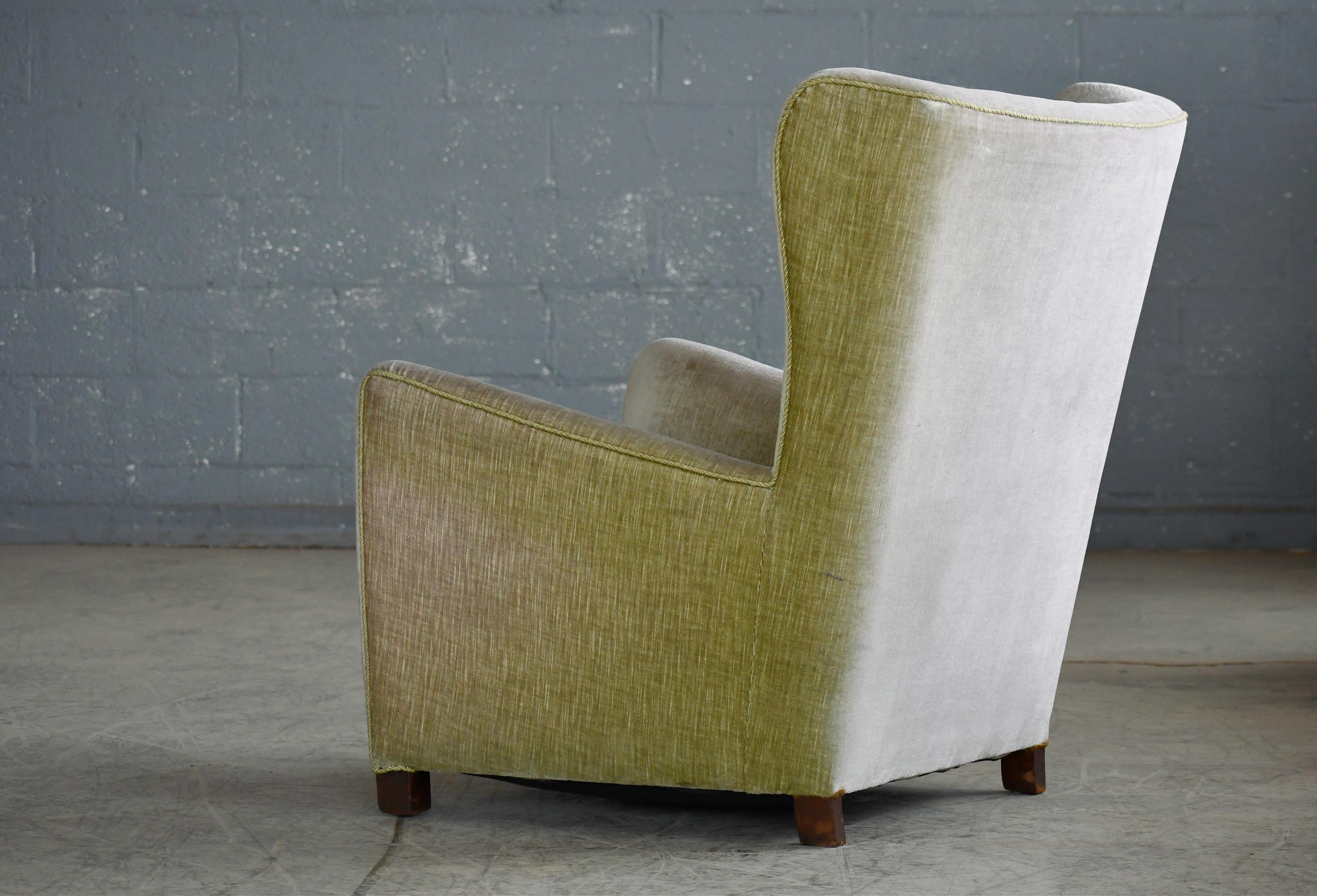 Fritz Hansen Model 1672 Style High Back Lounge Chair Danish, Mid-Century, 1940s 2