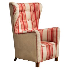 Fritz Hansen Model 1672 Style High Back Lounge Chair Danish Midcentury, 1940's