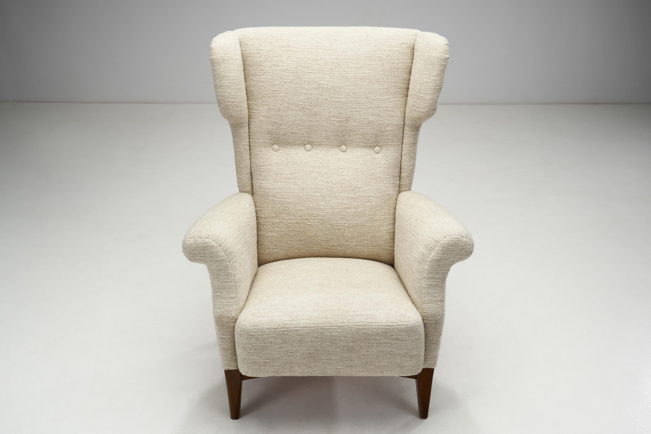 Fauteuil Wingback en boucl, modle Fritz Hansen 