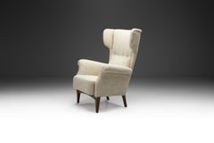 Fritz Hansen Model "FH 8023" Wingback Armchair in Bouclé, Denmark, 1950s
