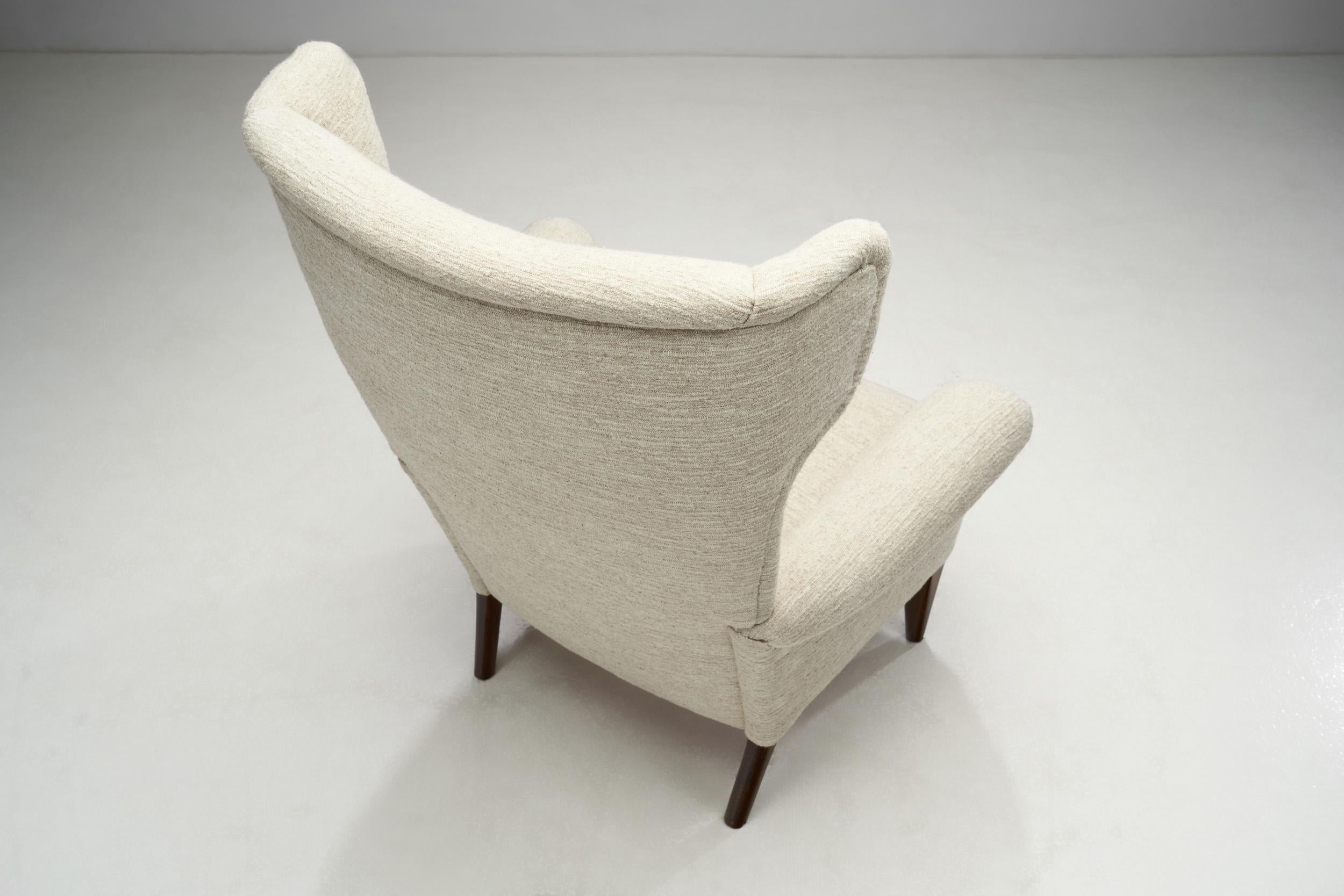 Metà XX secolo Poltrona a dondolo in bouclé Fritz Hansen modello 