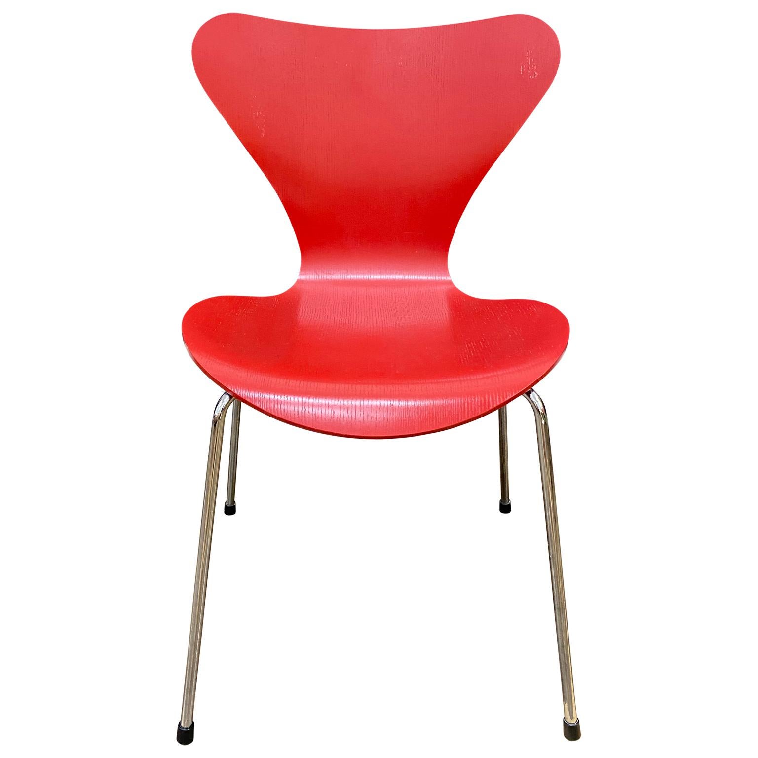 Danish Fritz Hansen Modern Series 7, Model 3017, Red Chair