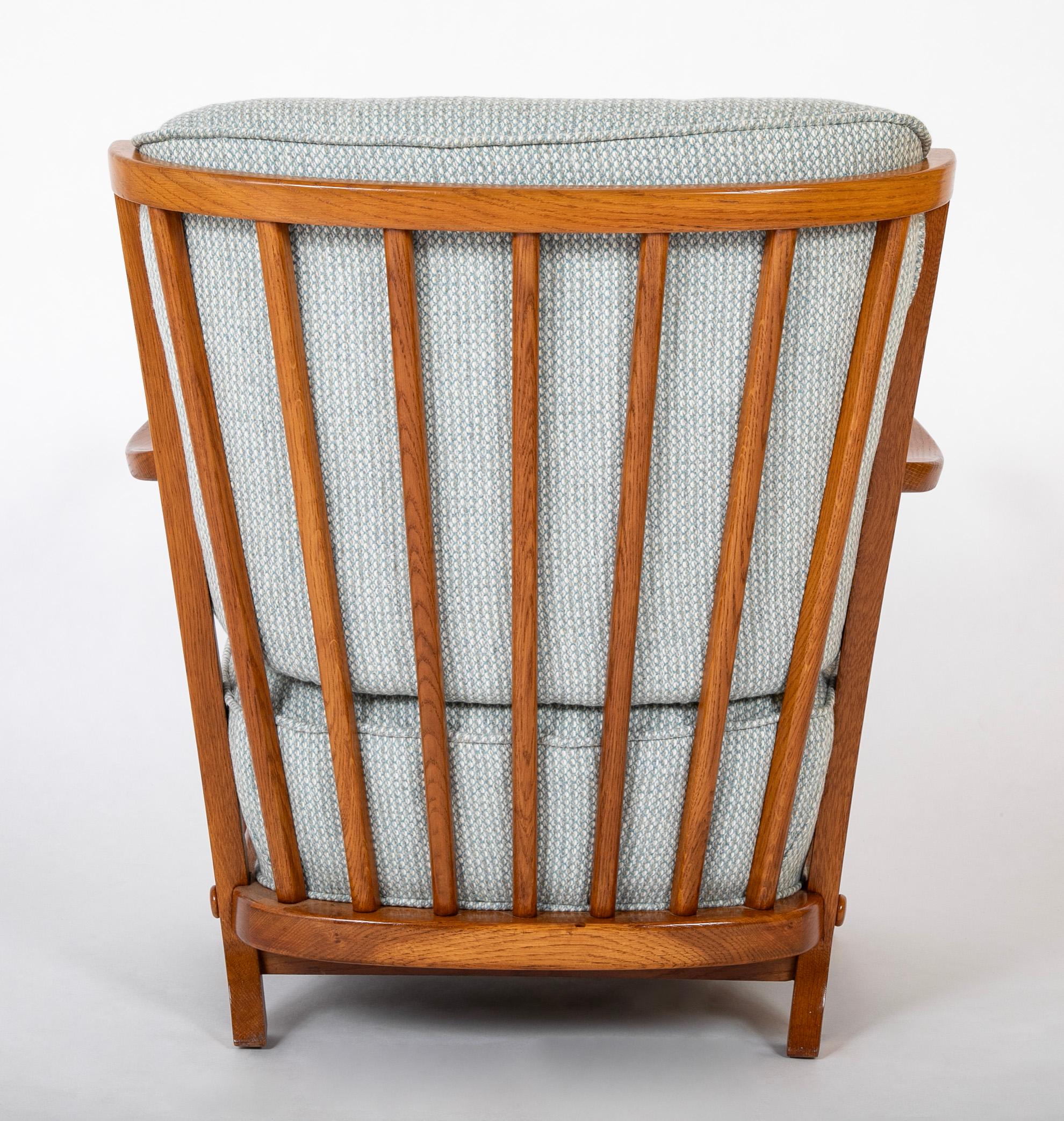 Fritz Hansen Oak Frame Upholstered Armchair For Sale 5