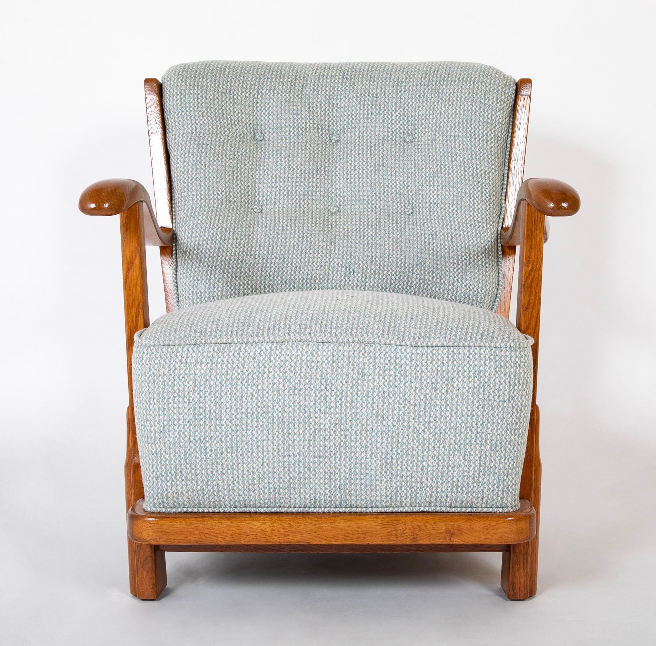Mid-Century Modern Fritz Hansen Oak Frame Upholstered Armchair For Sale