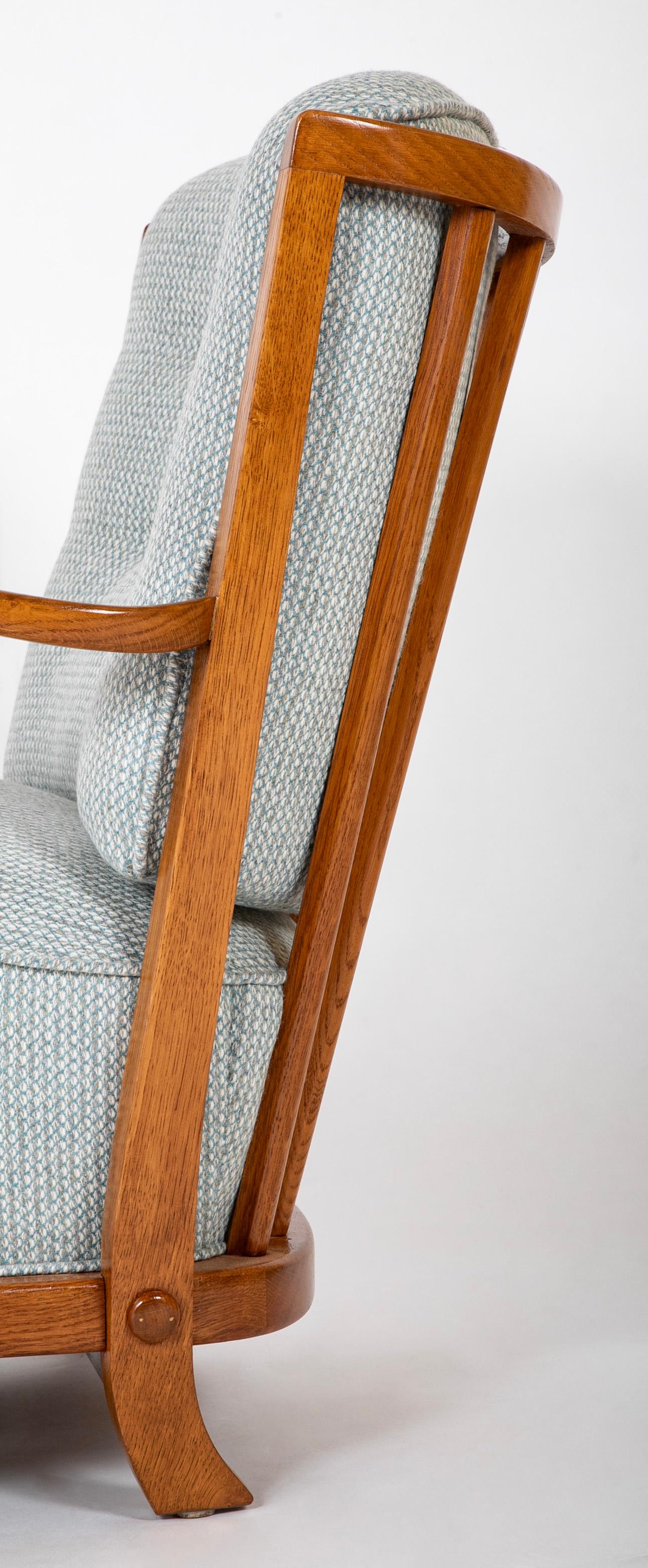 Fritz Hansen Oak Frame Upholstered Armchair For Sale 1
