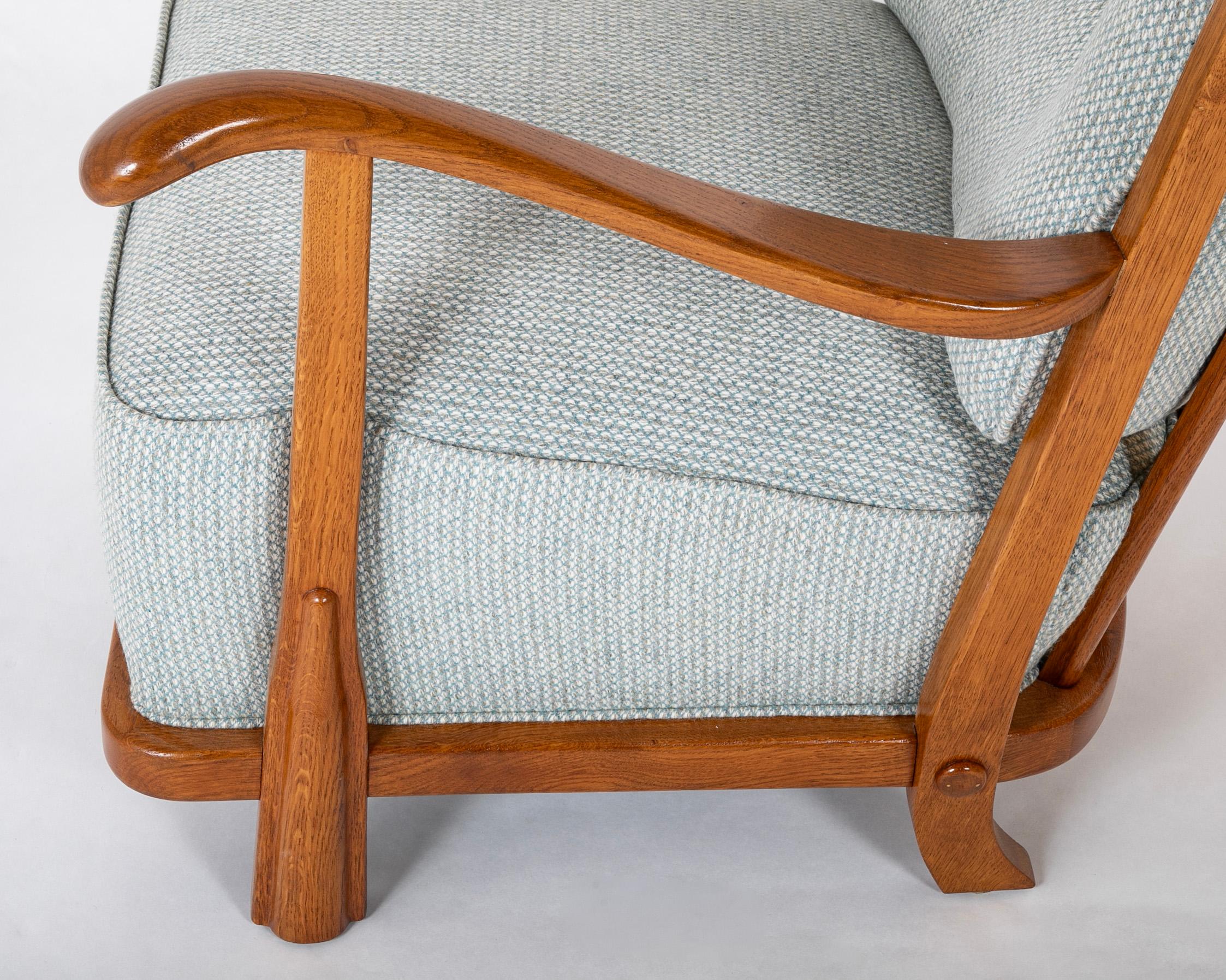 Fritz Hansen Oak Frame Upholstered Armchair For Sale 2