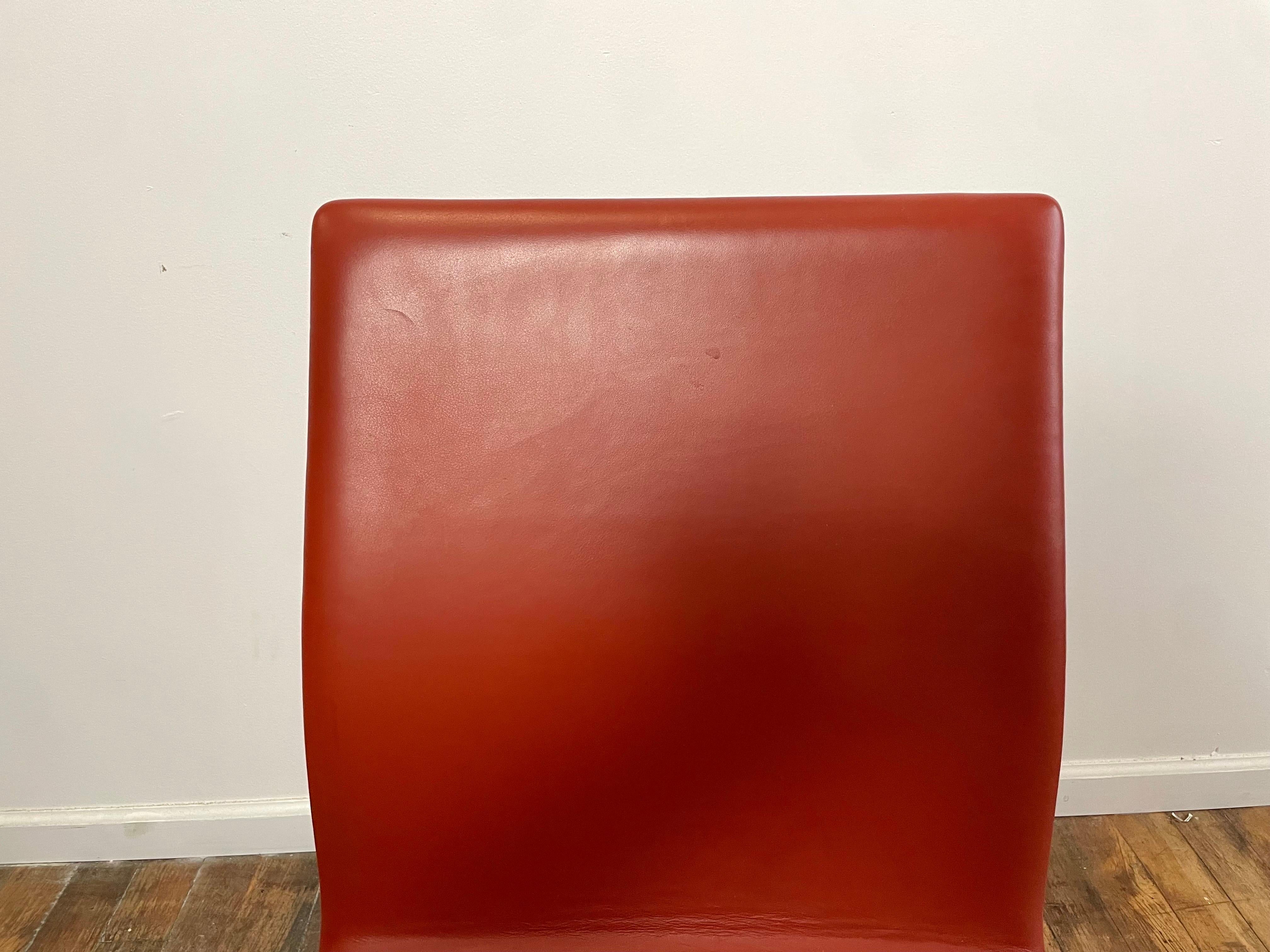 Danish Fritz Hansen Oxford Chair Ruby Red Leather For Sale