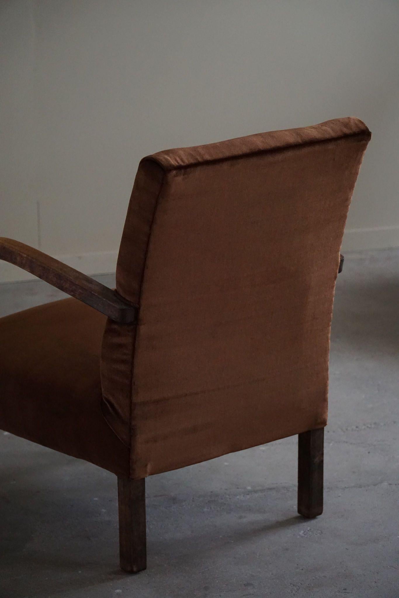 Fritz Hansen, Paar dänische geschwungene Art-Déco-Loungesessel, neu gepolstert, 1940er Jahre im Angebot 6