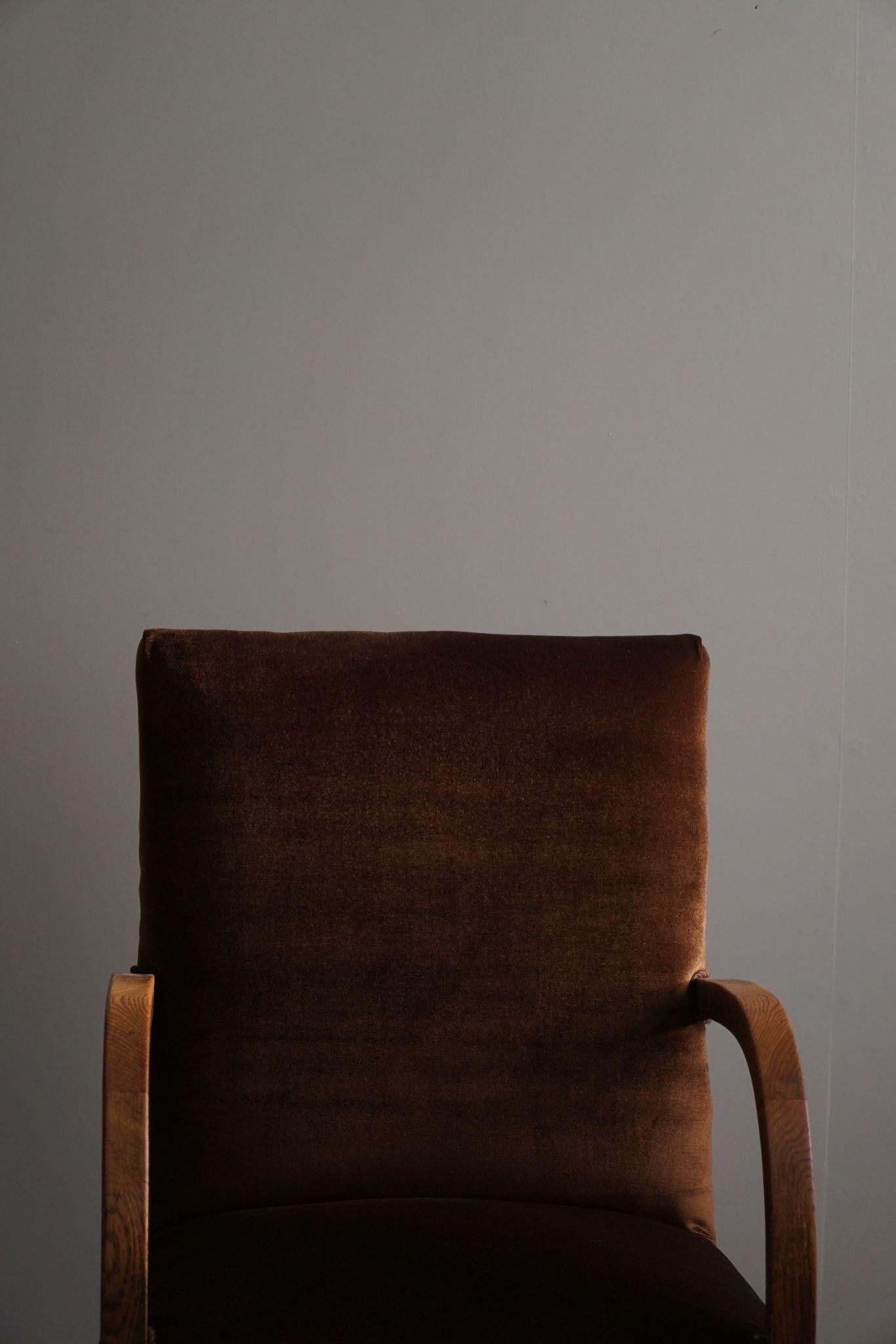 Fritz Hansen, Paar dänische geschwungene Art-Déco-Loungesessel, neu gepolstert, 1940er Jahre im Angebot 9
