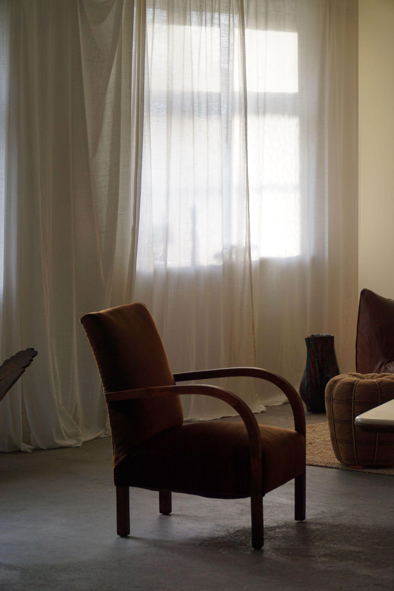 Fritz Hansen, Paar dänische geschwungene Art-Déco-Loungesessel, neu gepolstert, 1940er Jahre im Zustand „Gut“ im Angebot in Odense, DK