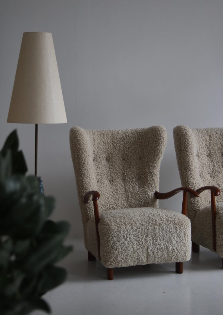 Rare and important pair of Fritz Hansen wingback easy chairs 
